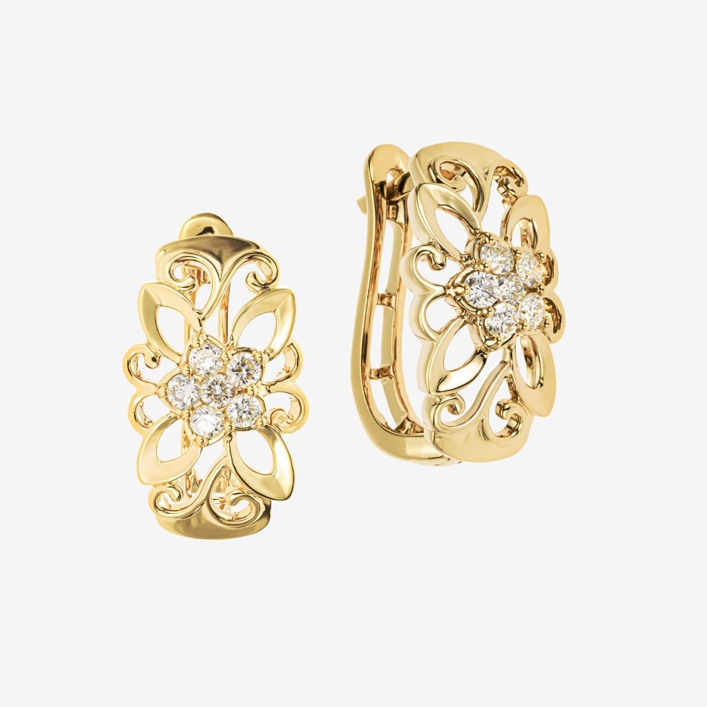  FLORAL FILIGREE LEVERBACK EARRINGS 
