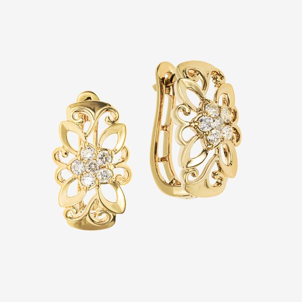  FLORAL FILIGREE LEVERBACK EARRINGS 