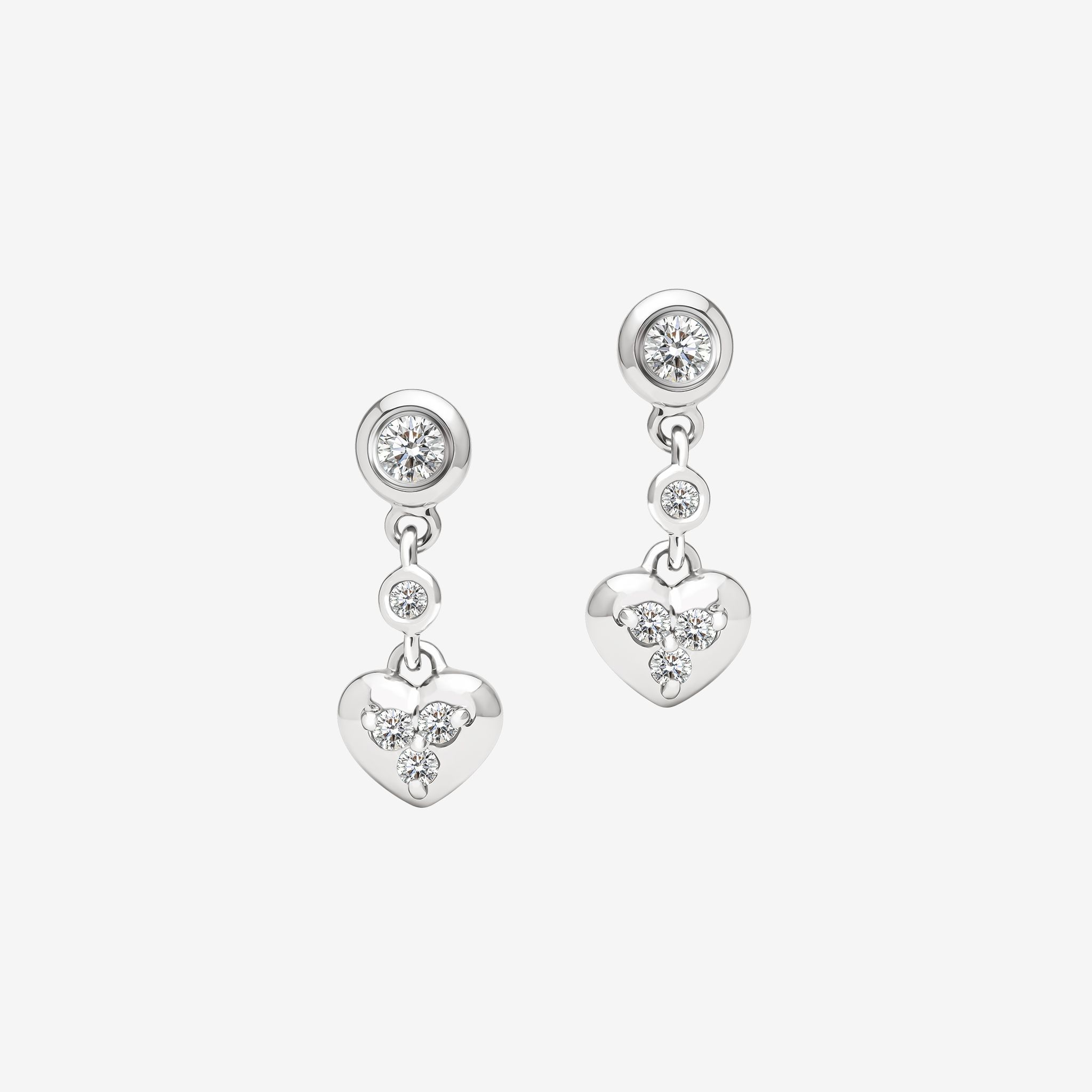 HEART DANGLE STUD EARRINGS