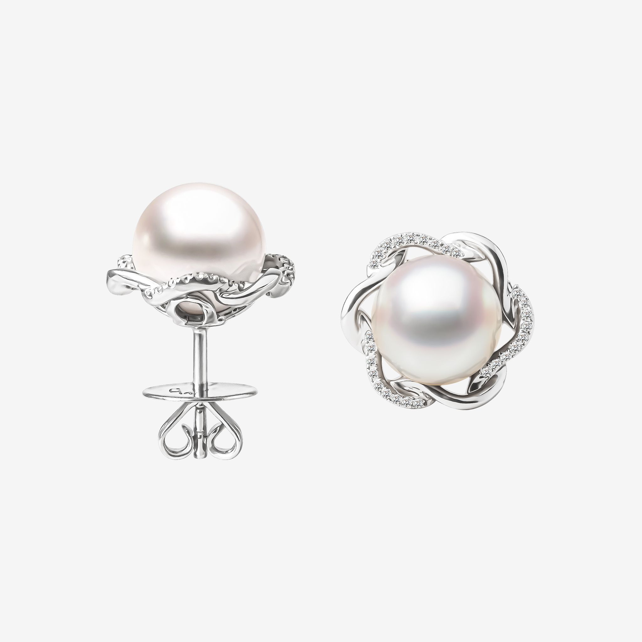 PEARL FLORAL STUD EARRINGS