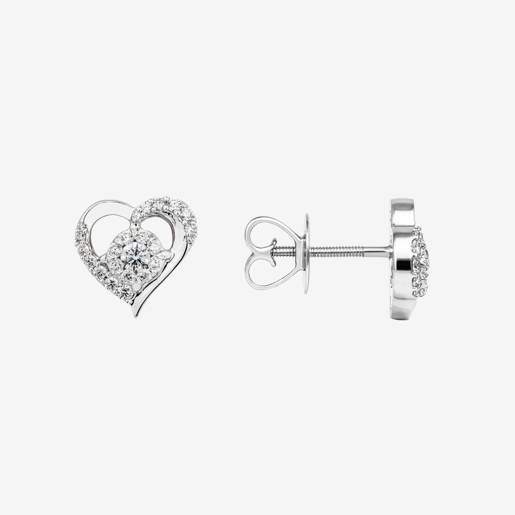  ACCENTED HEART STUD EARRINGS 
