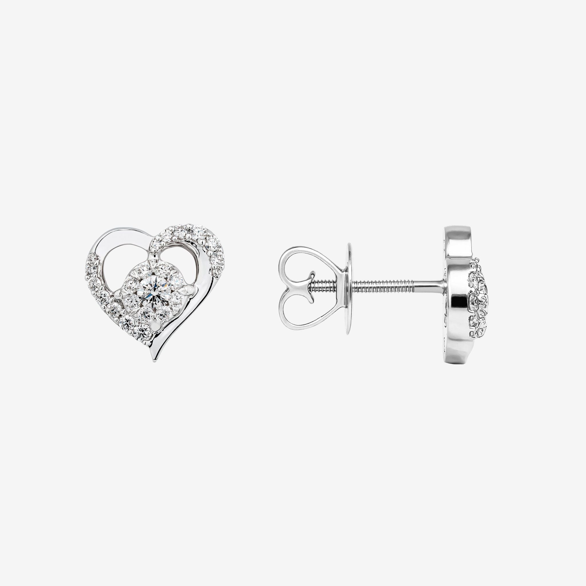 ACCENTED HEART STUD EARRINGS