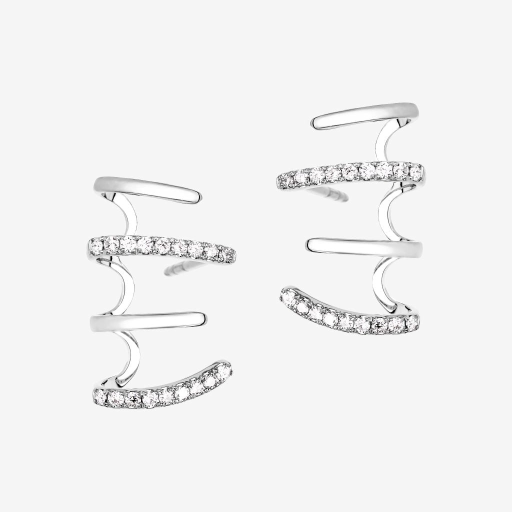  RIBBED EAR CLIMBER STUD EARRINGS 