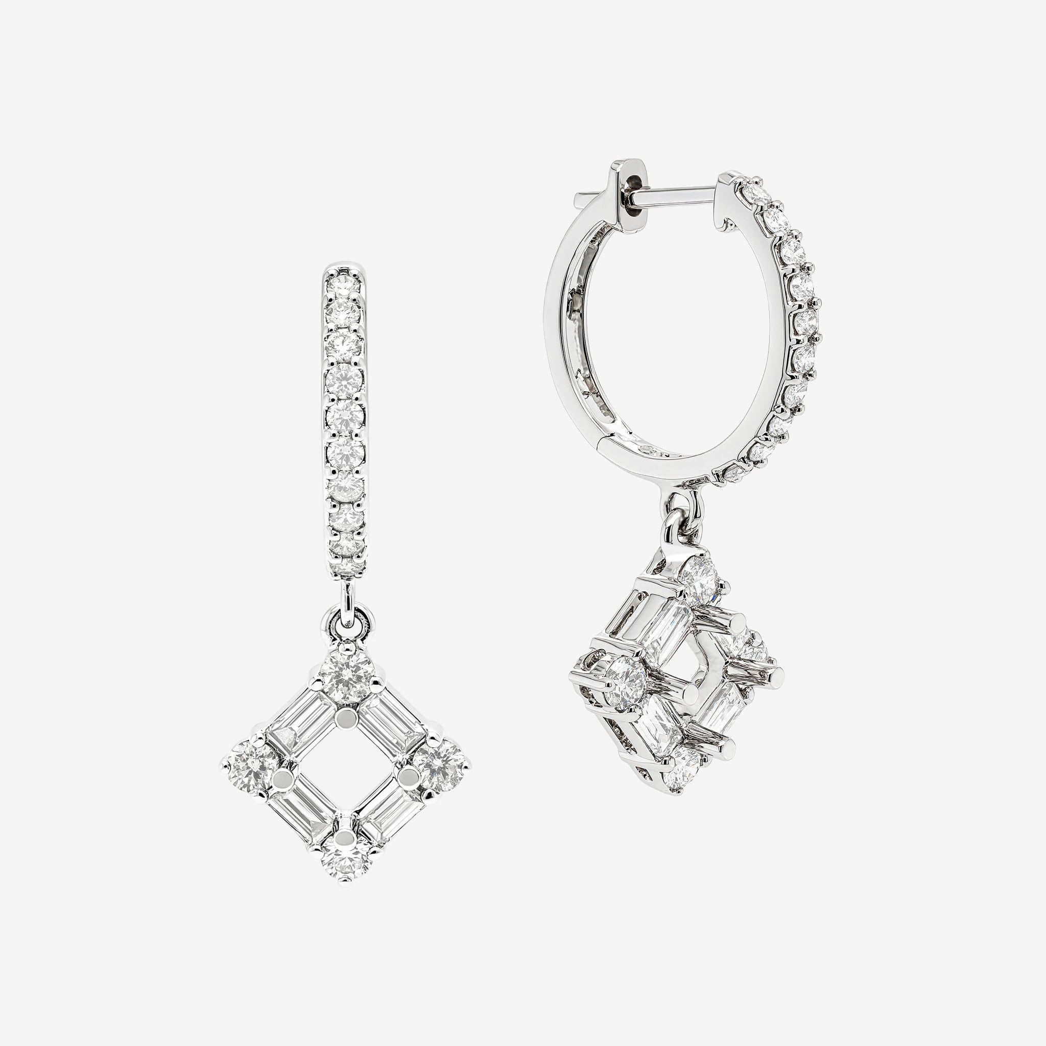 SEMI-SET DANGLE HOOP EARRINGS