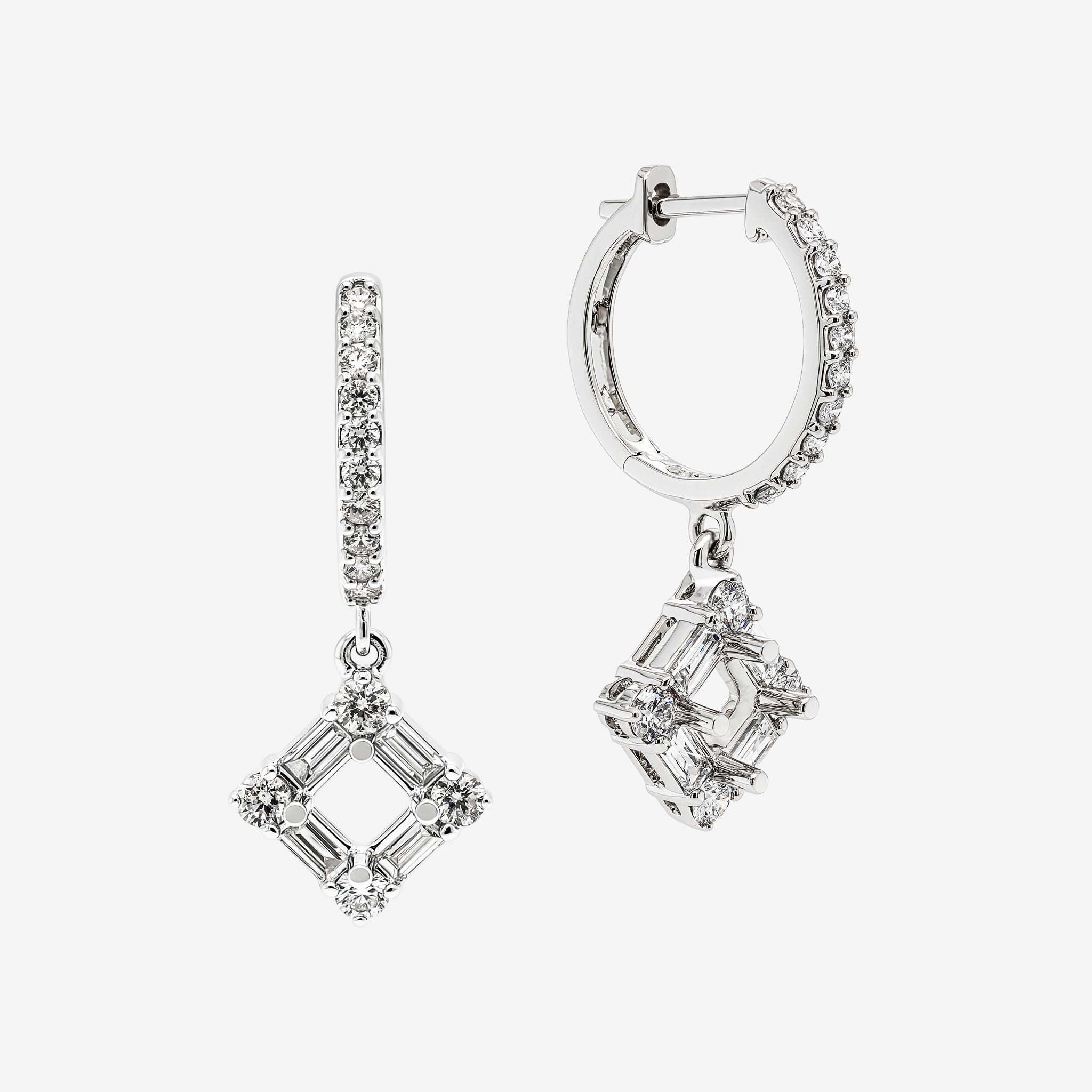 SEMI-SET DANGLE HOOP EARRINGS