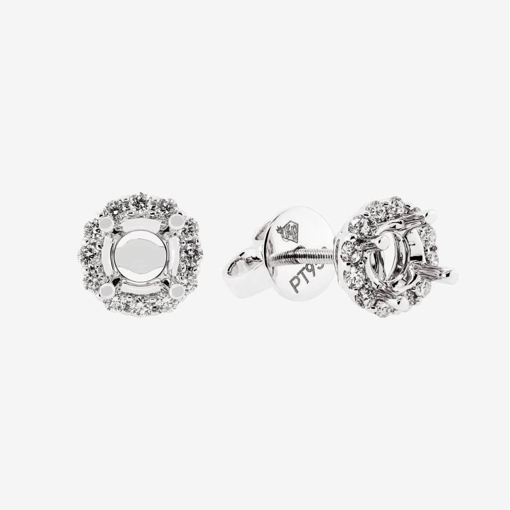  SEMI-SET HALO STUD EARRINGS 