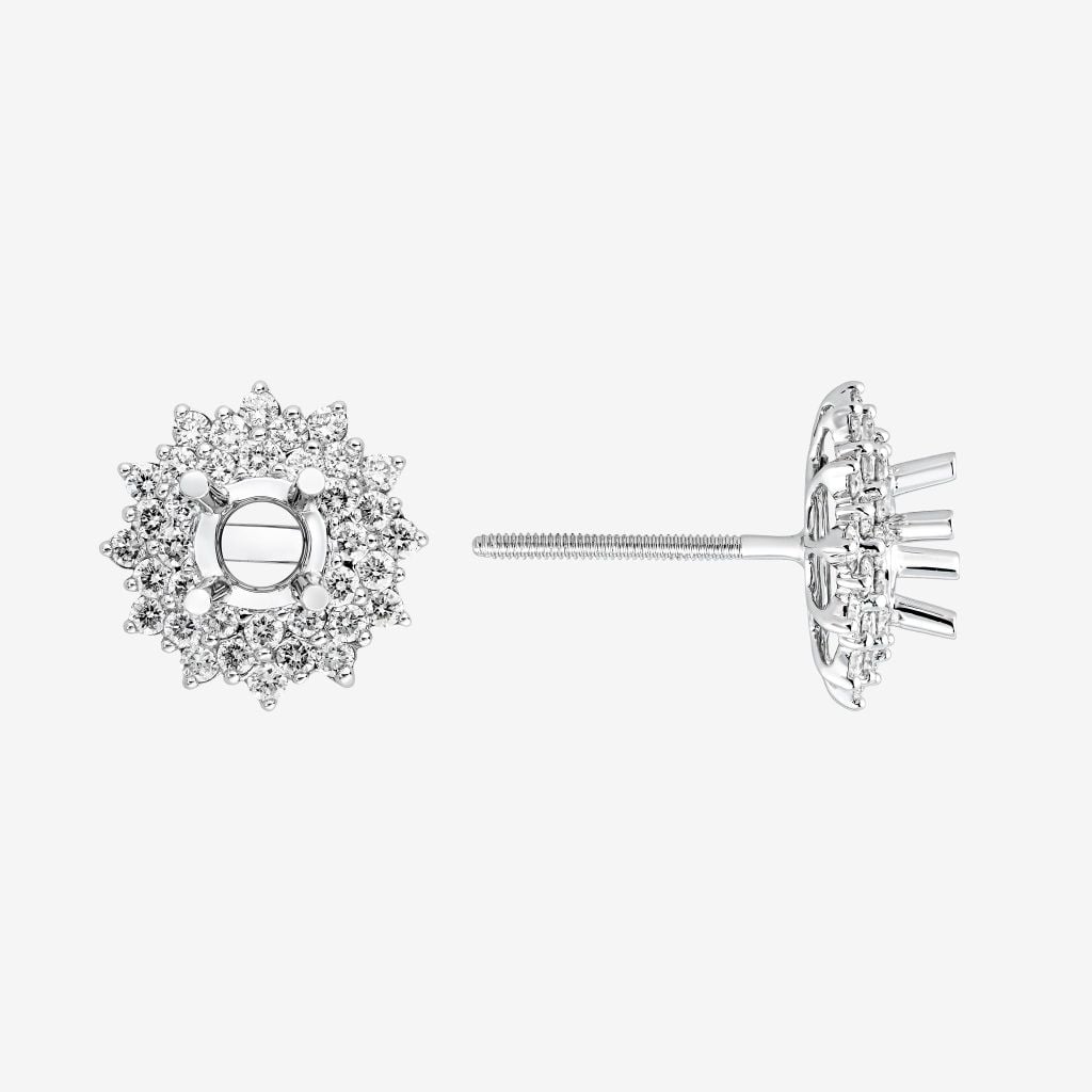  DOUBLE HALO SEMI-SET STUD EARRINGS 