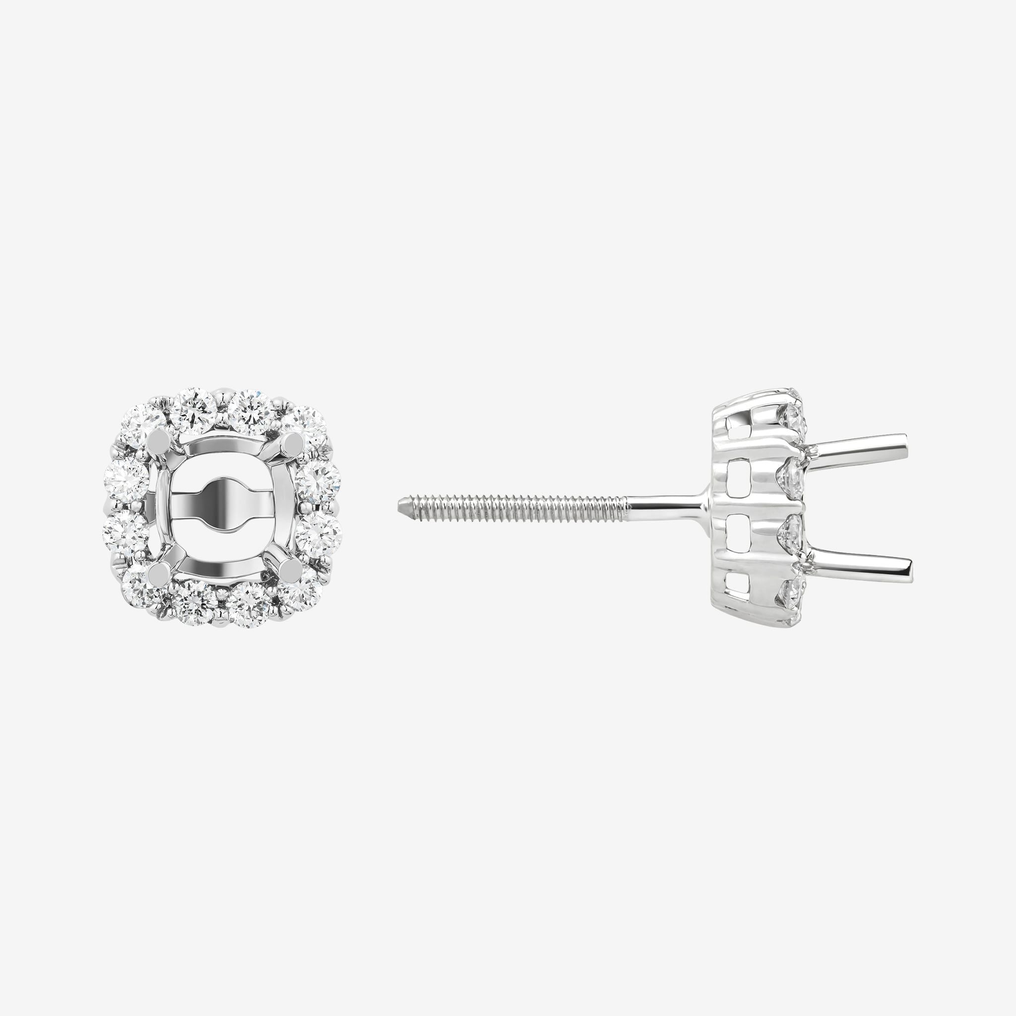 CUSHION HALO SEMI-SET STUD EARRINGS