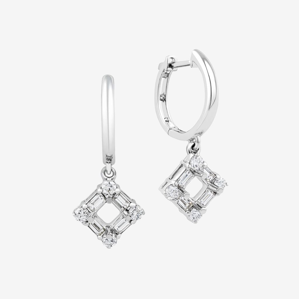  GEOMETRIC HALO SEMI-SET EARRINGS 