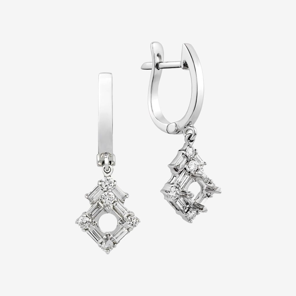  RHOMBUS SEMI-SET LEVERBACK EARRINGS 