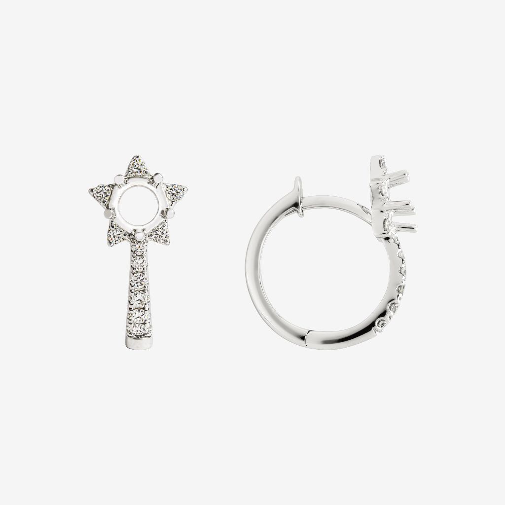  STAR SEMI-SET HOOP EARRINGS 
