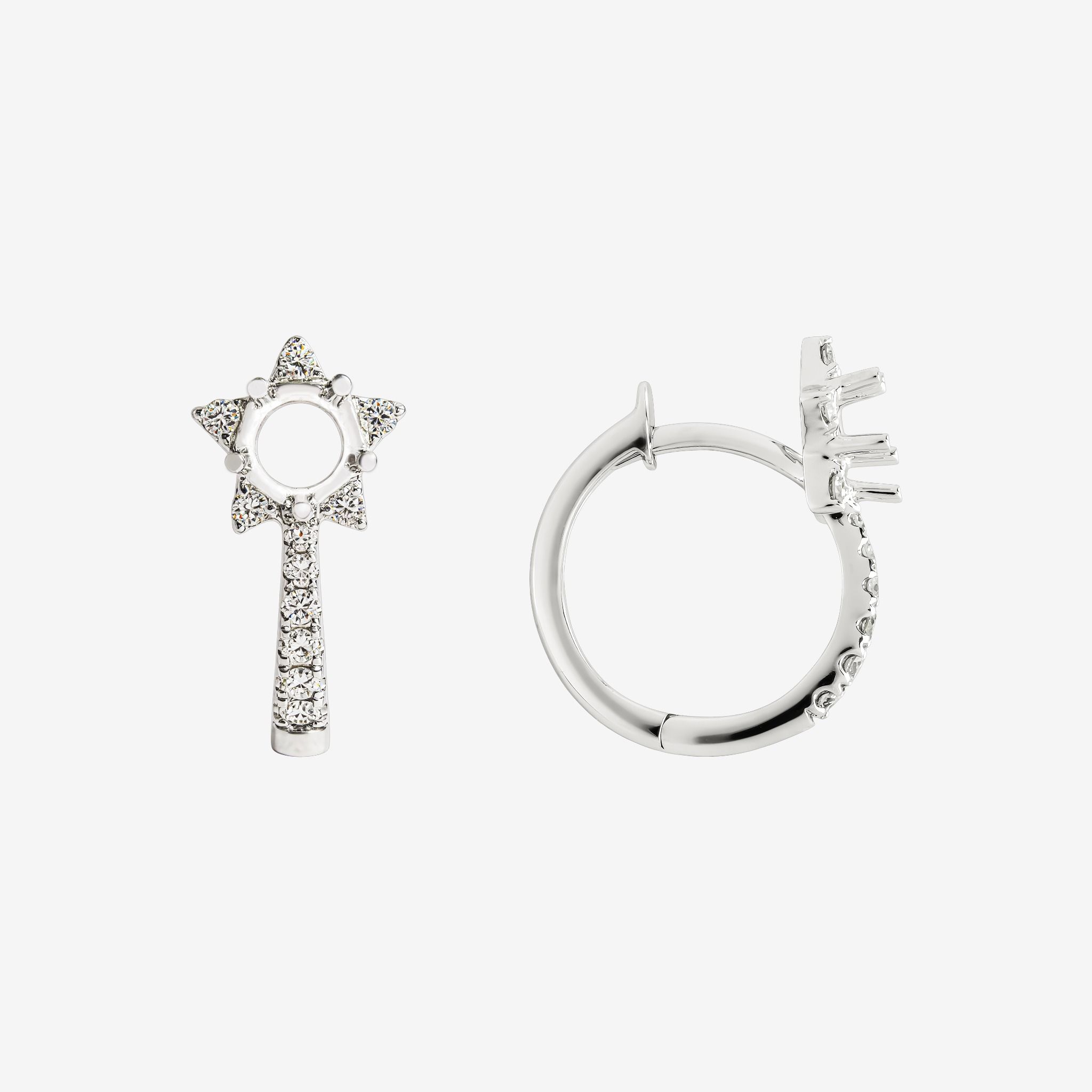 STAR SEMI-SET HOOP EARRINGS