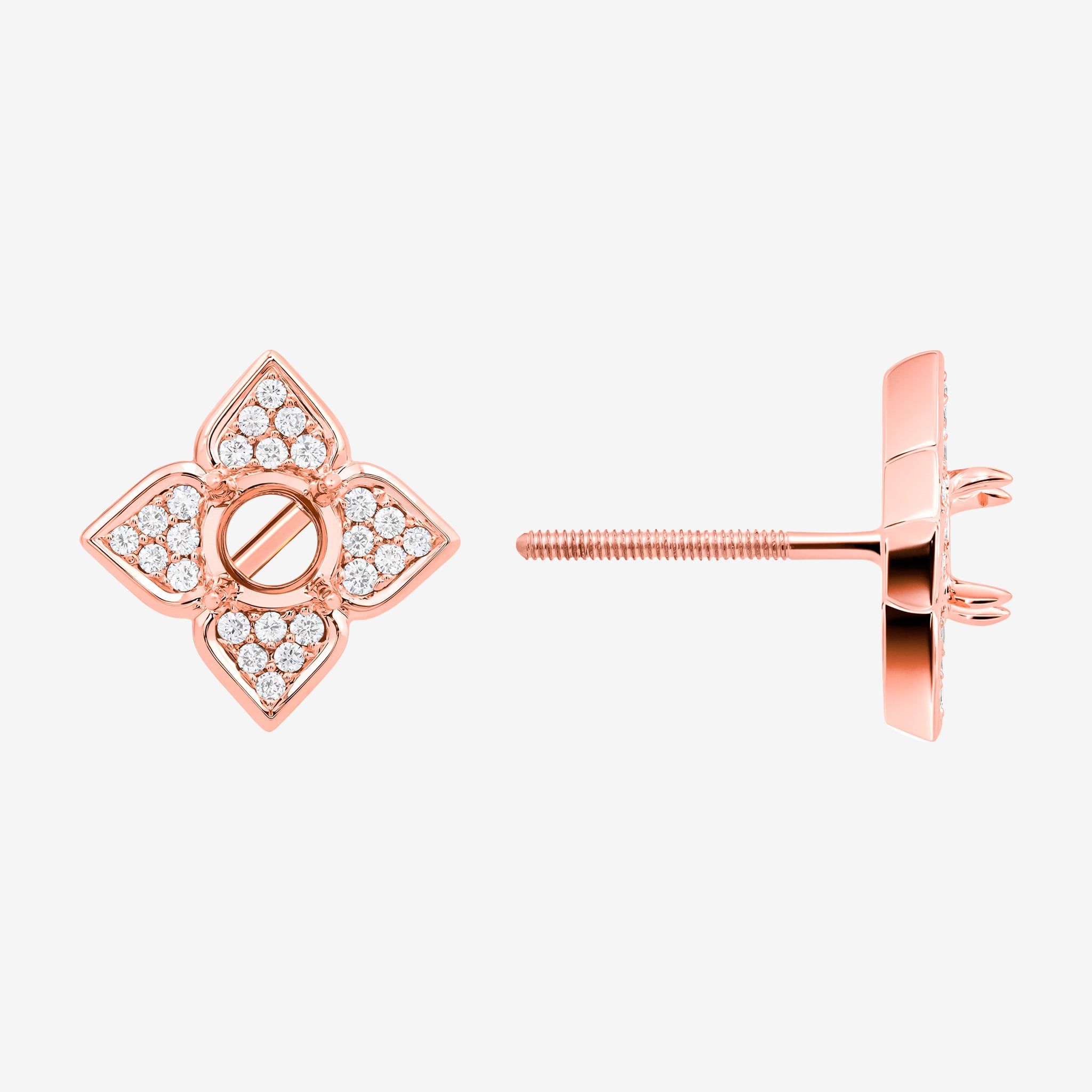 QUATERFOIL PAVÉ SEMI-SET EARRINGS