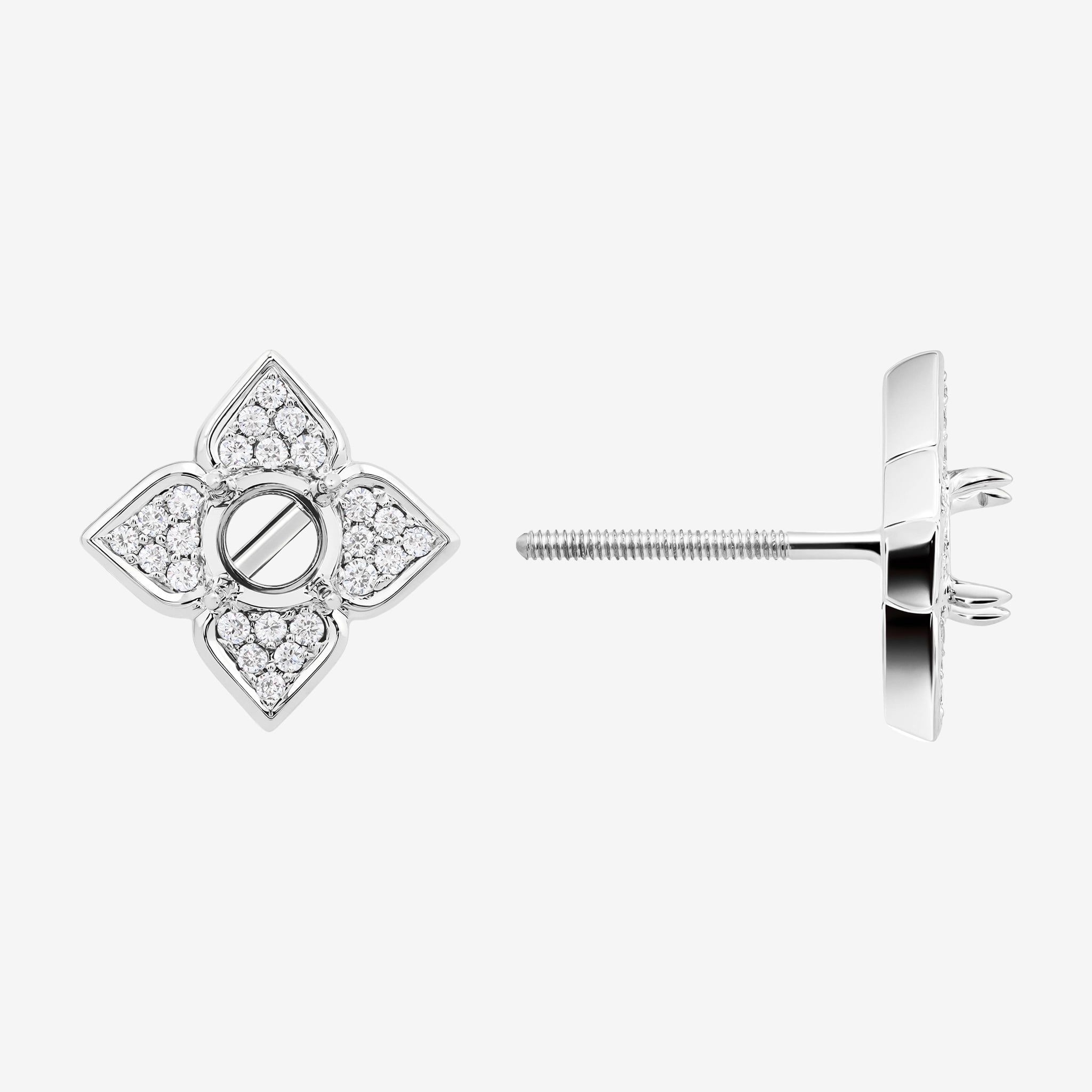QUATERFOIL PAVÉ SEMI-SET EARRINGS