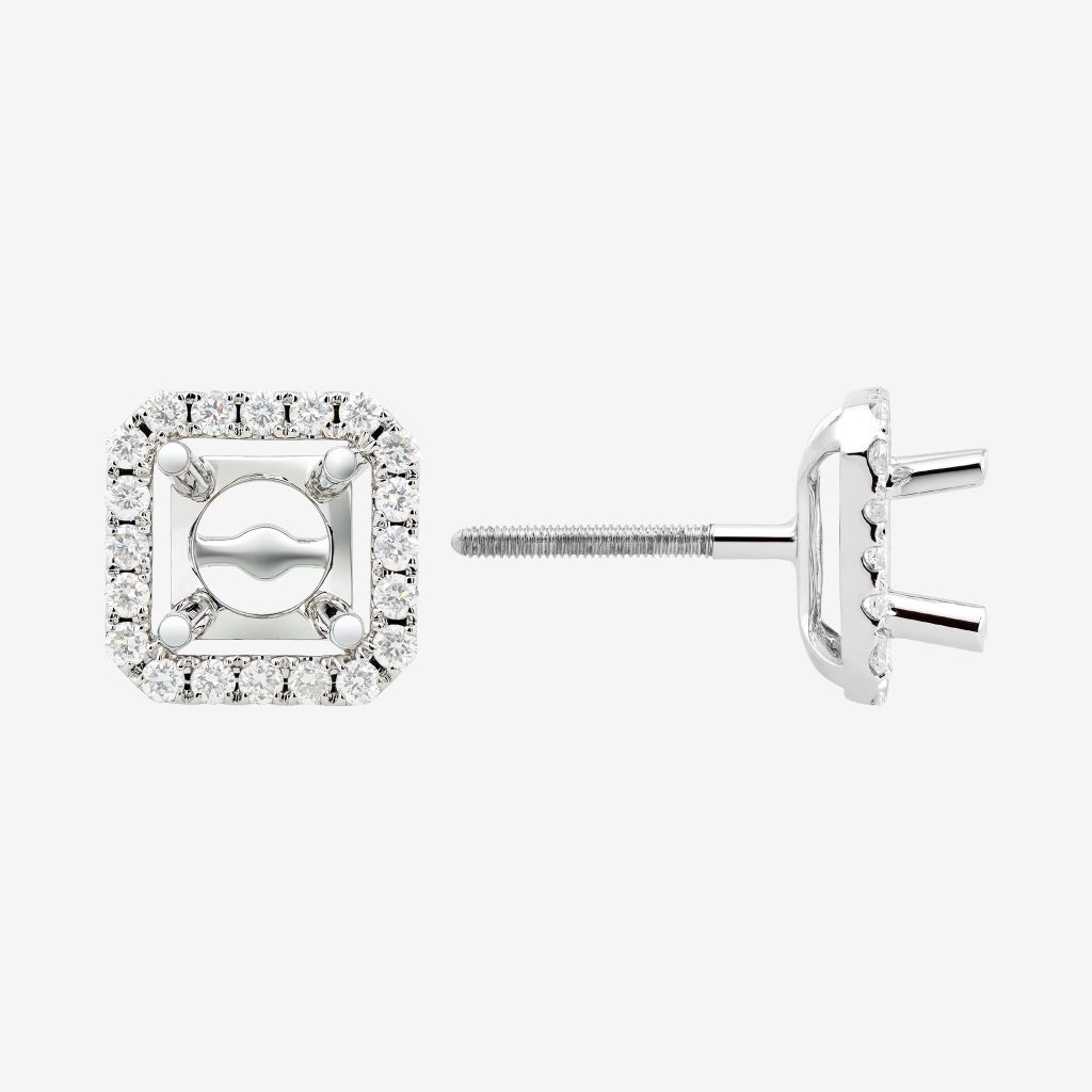 CUSHION HALO SEMI-SET EARRINGS 