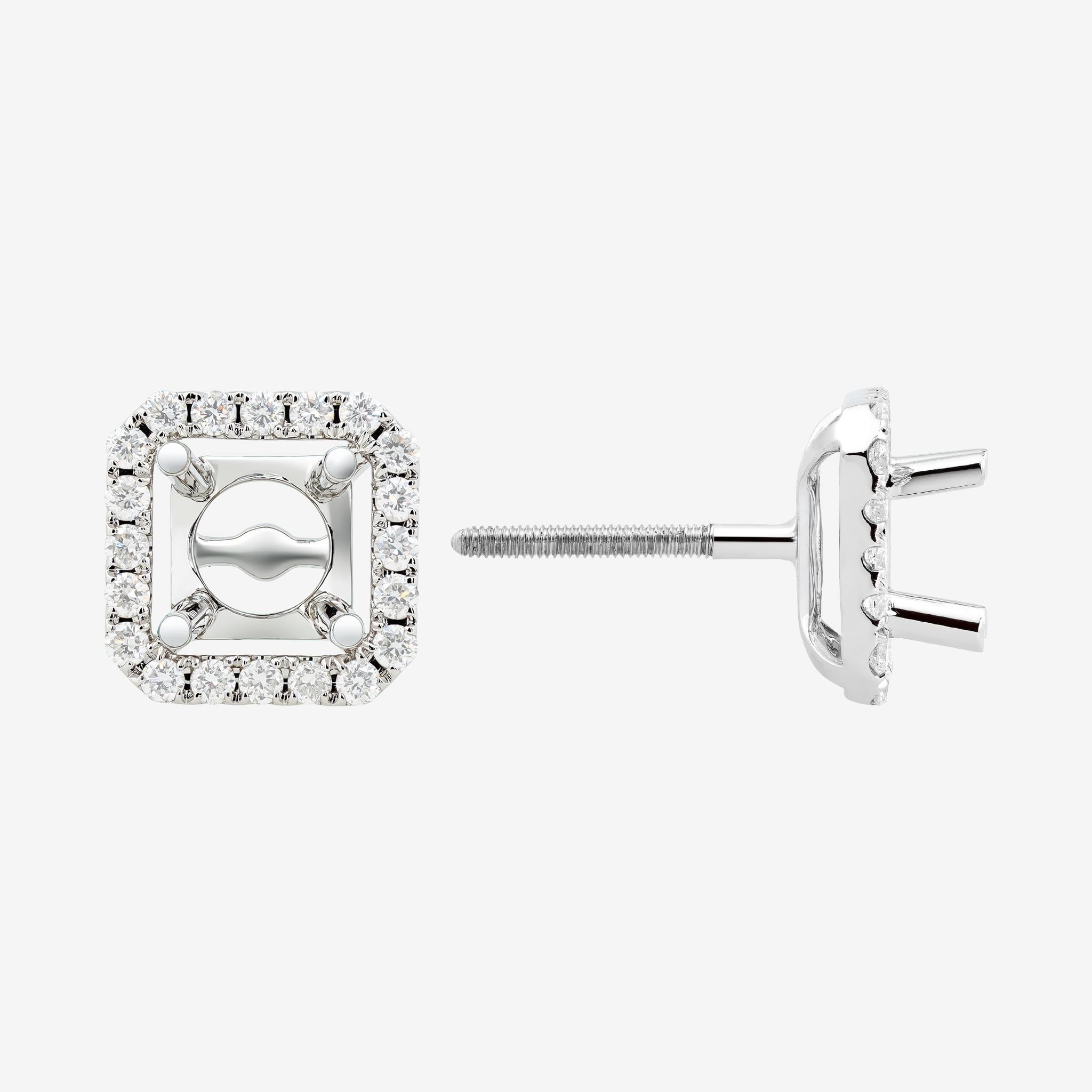CUSHION HALO SEMI-SET EARRINGS