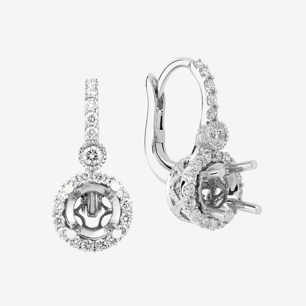 HALO SEMI-SET LEVERBACK EARRINGS 
