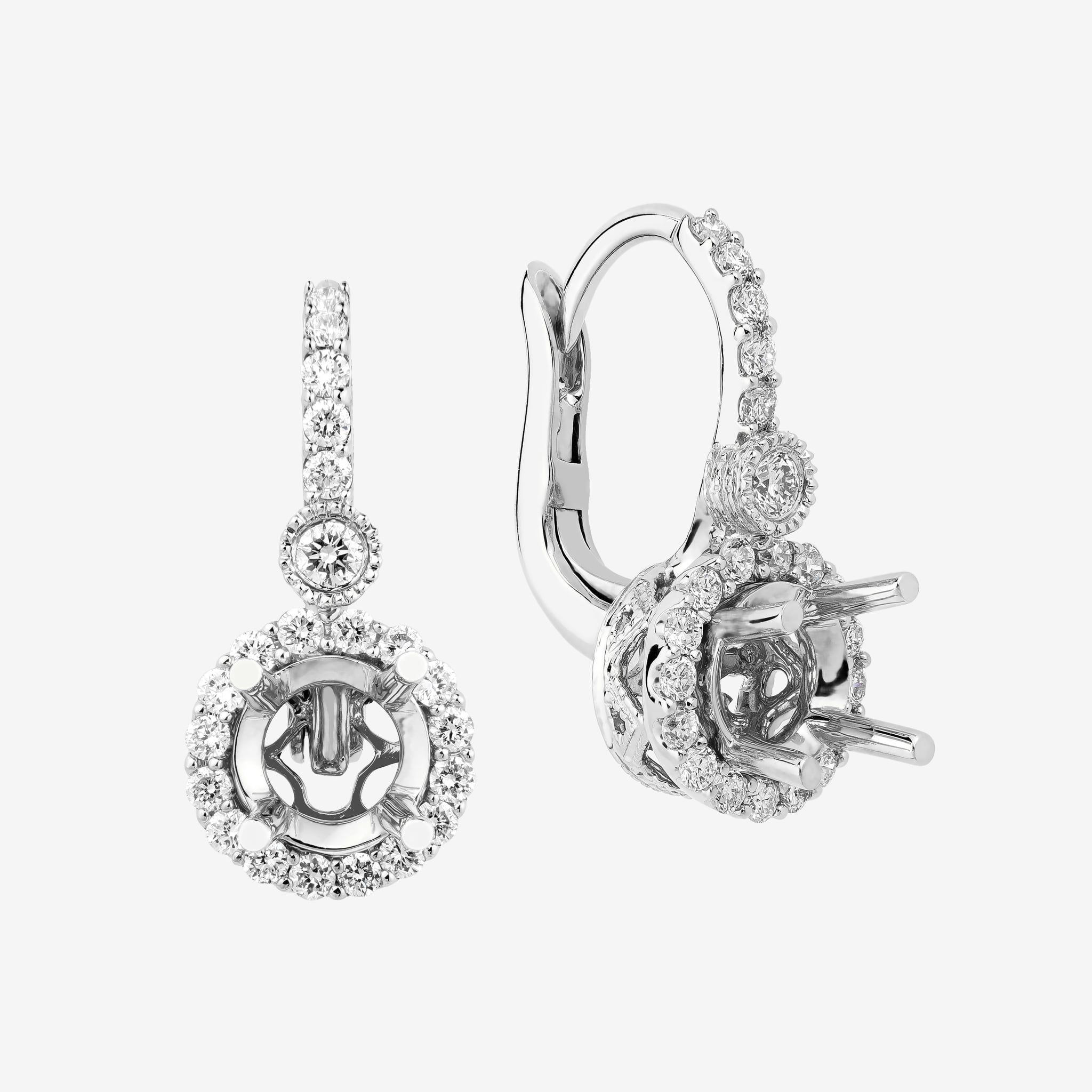 HALO SEMI-SET LEVERBACK EARRINGS
