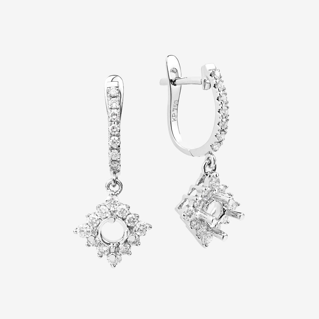  RHOMBUS HALO SEMI-SET LEVERBACK EARRINGS 