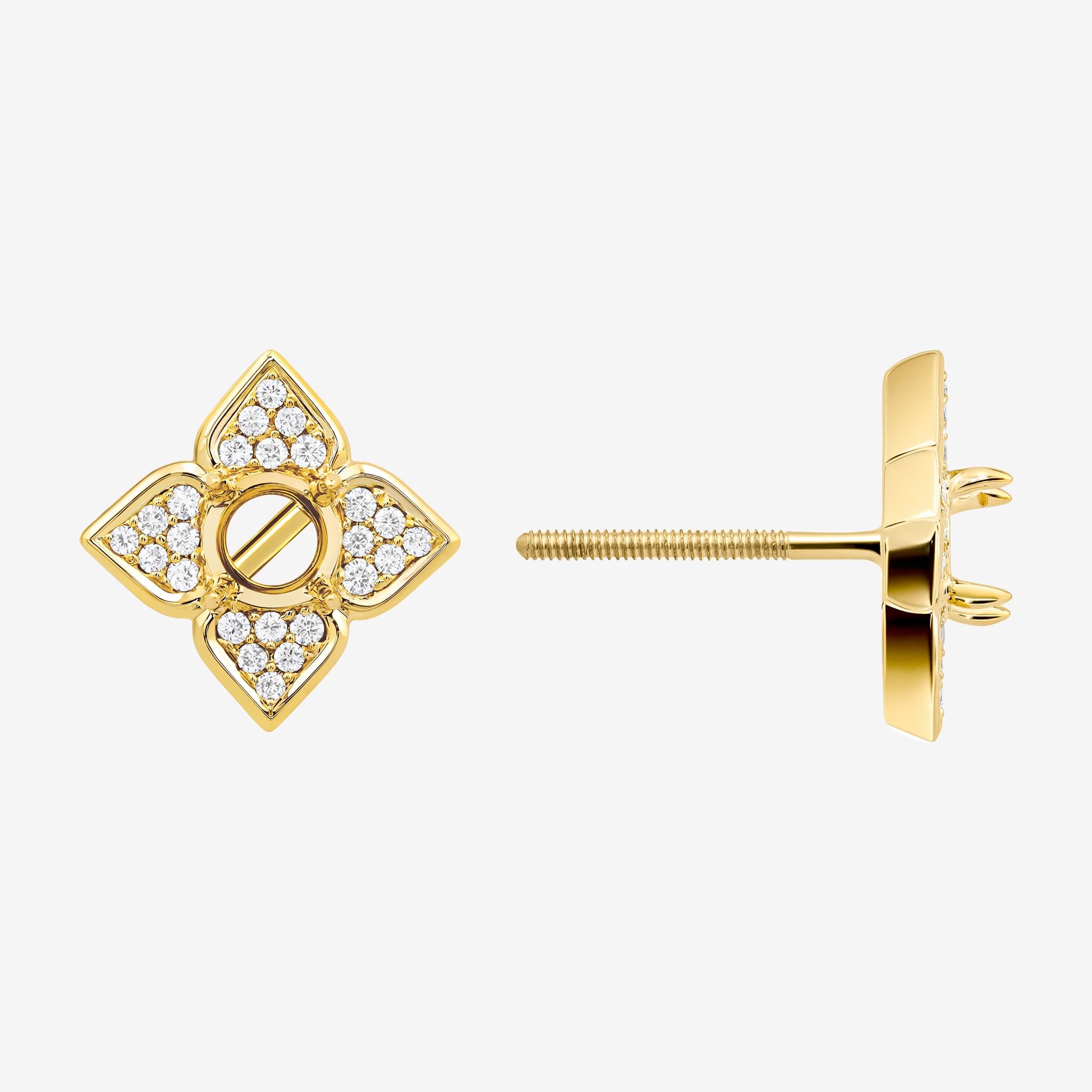 QUATERFOIL PAVÉ SEMI-SET EARRINGS