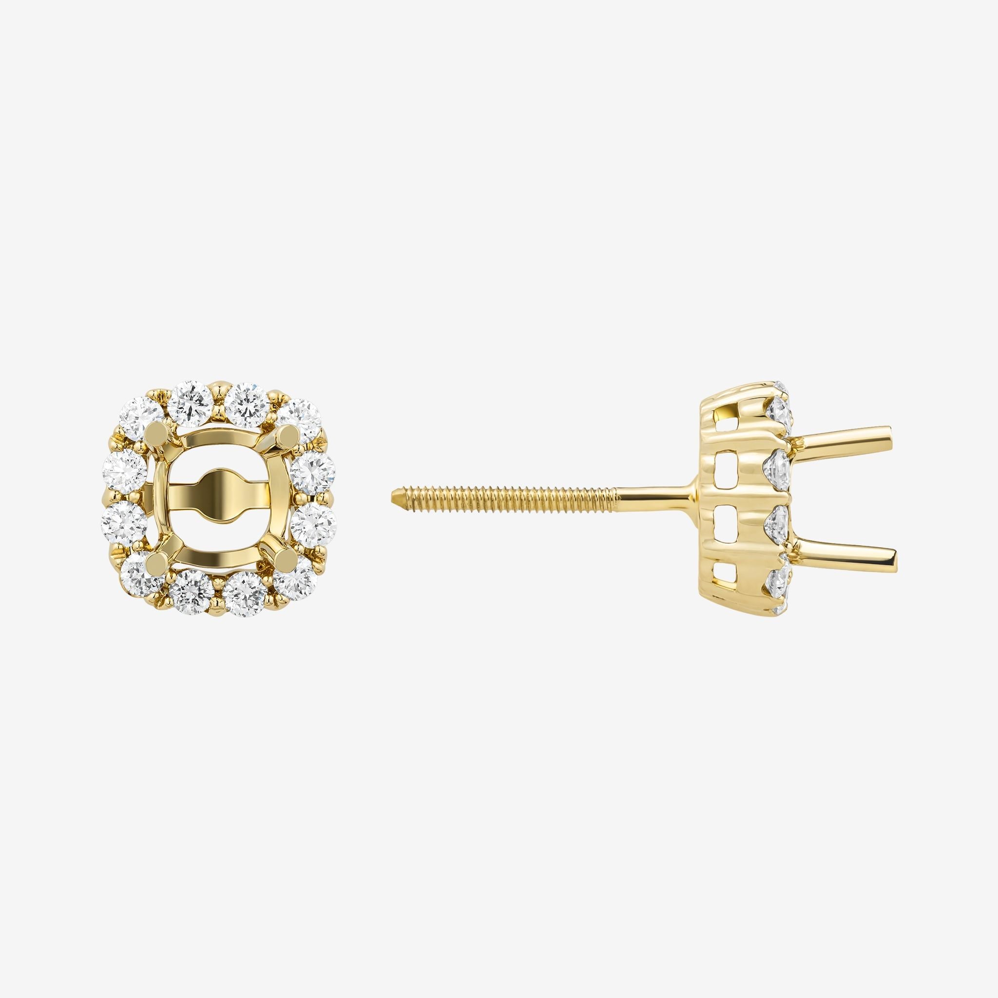 CUSHION HALO SEMI-SET STUD EARRINGS