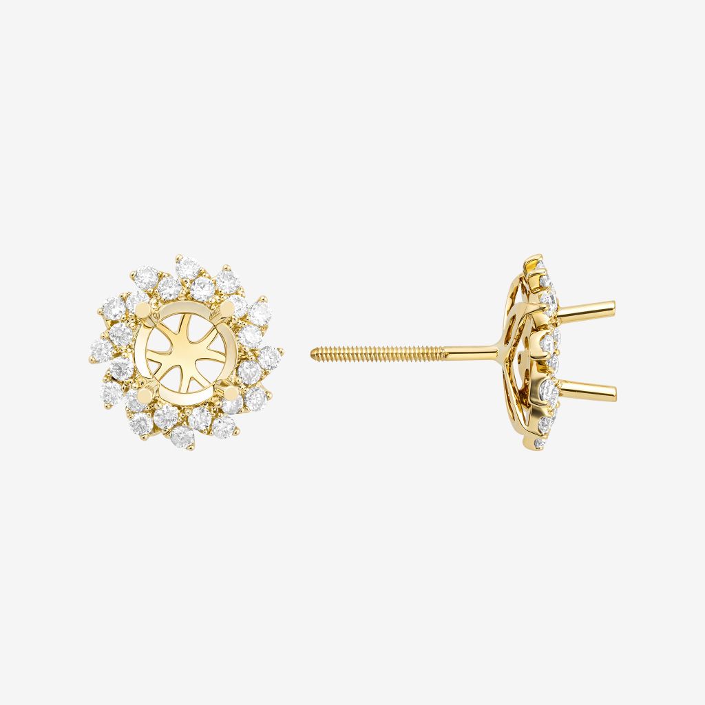  DOUBLE HALO SEMI-SET STUD EARRINGS 
