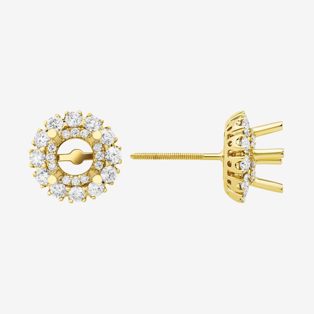  DOUBLE HALO SEMI-SET EARRINGS 