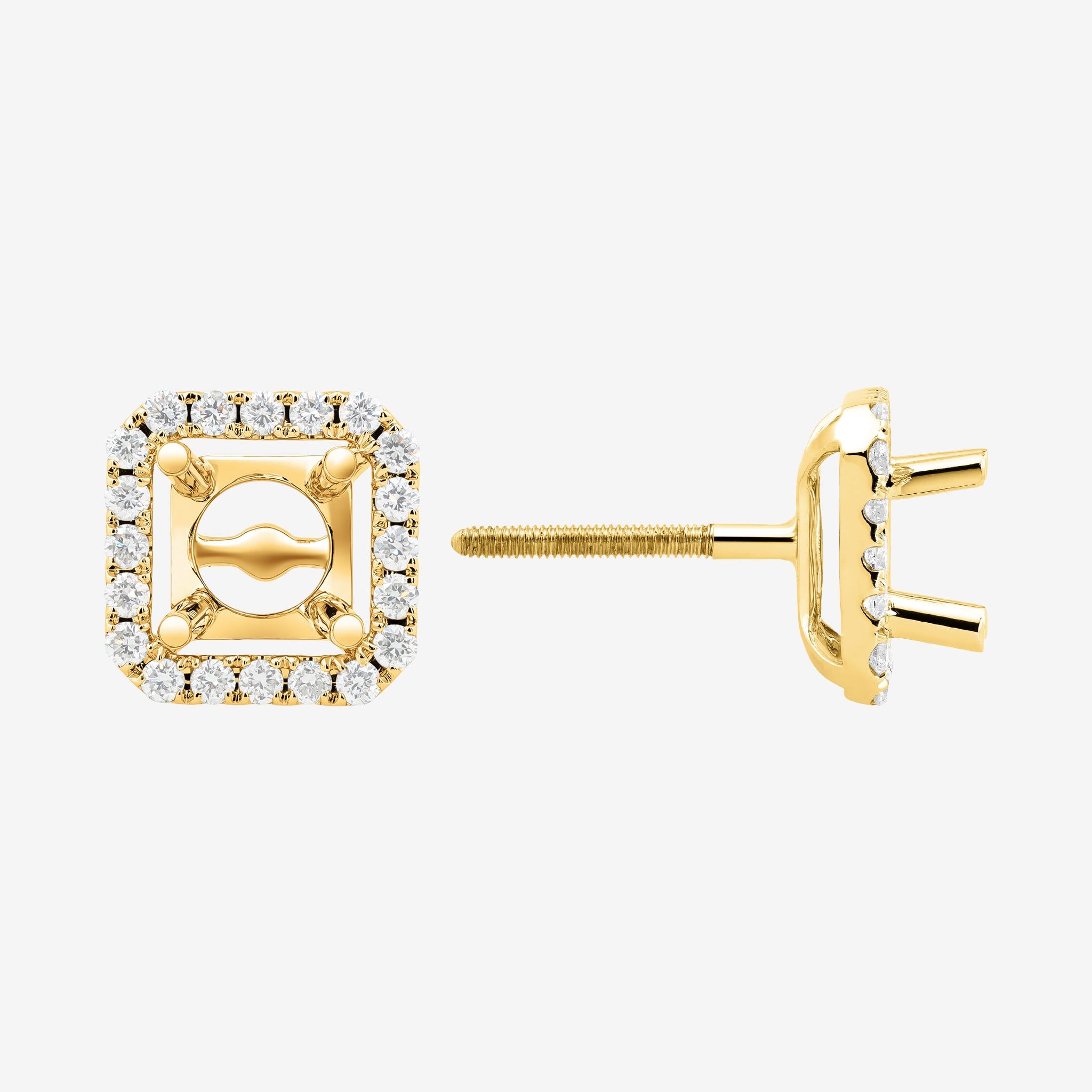 CUSHION HALO SEMI-SET EARRINGS