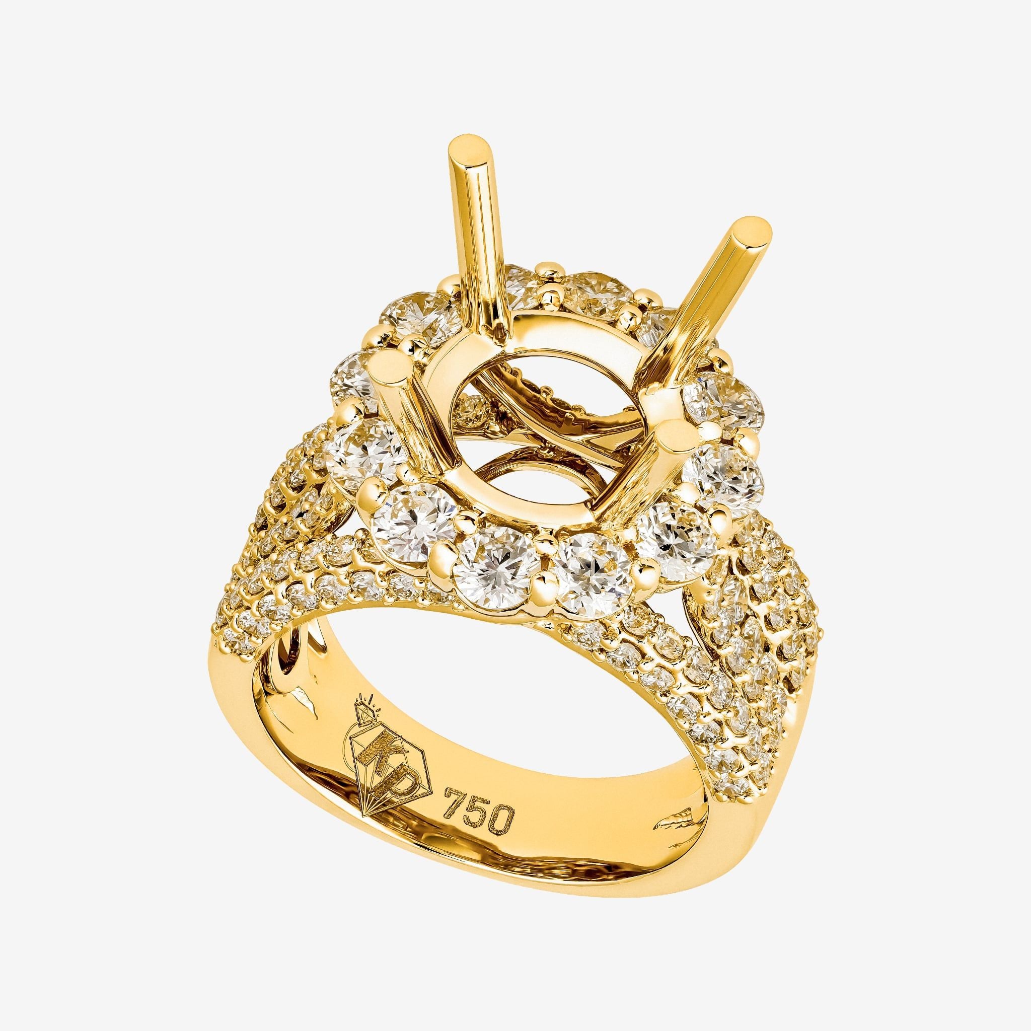 WIDE SHANK HALO SEMI-SET RING