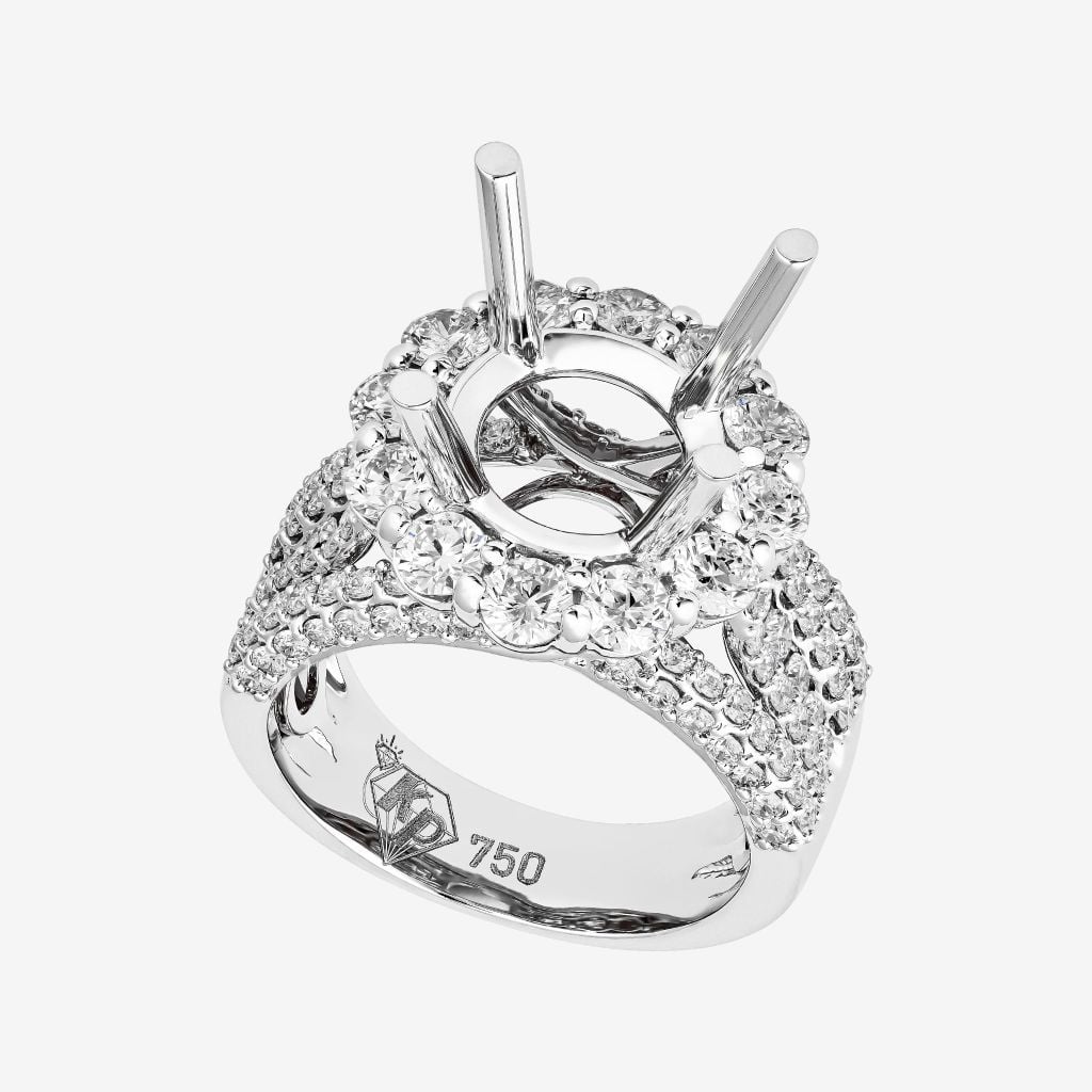  WIDE SHANK HALO SEMI-SET RING 