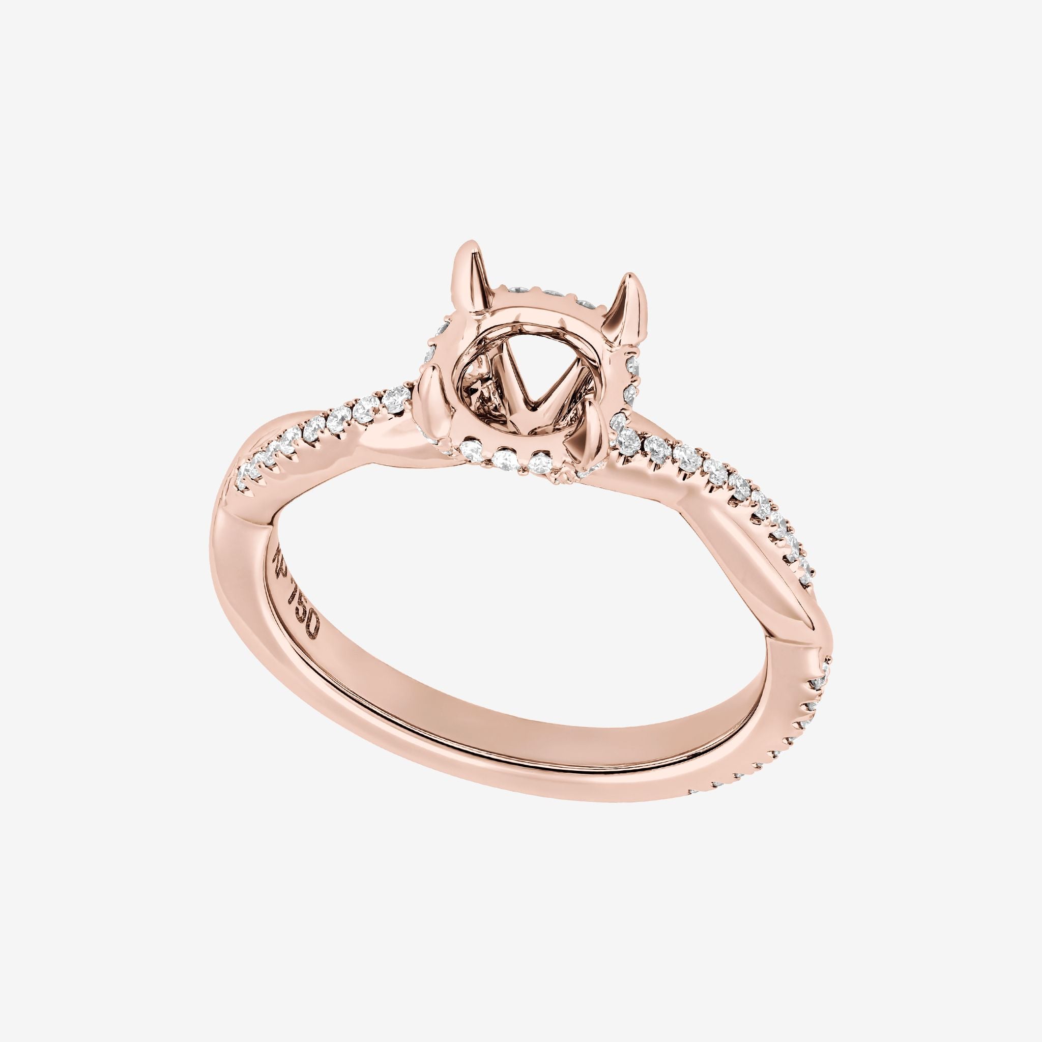 TWSITED SHANK UNDER HALO SEMI-SET RING