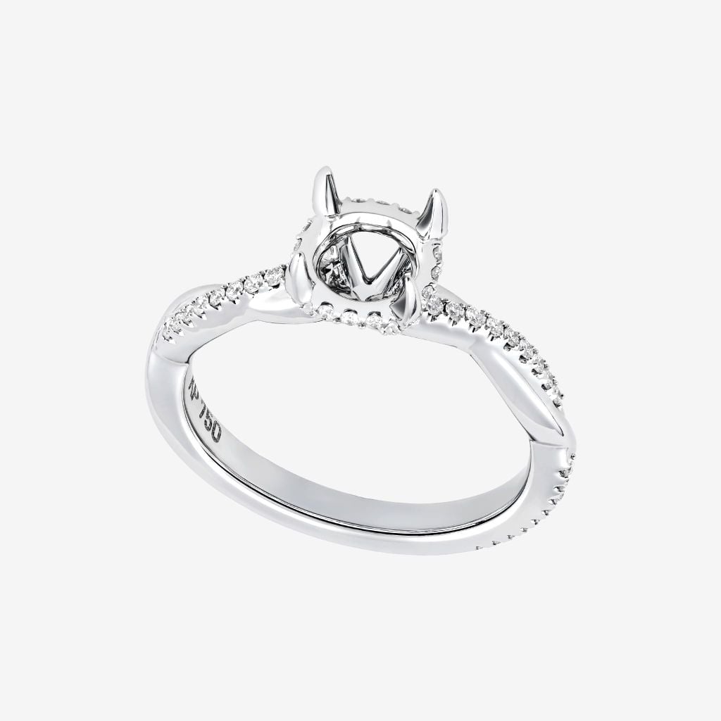  TWSITED SHANK UNDER HALO SEMI-SET RING 