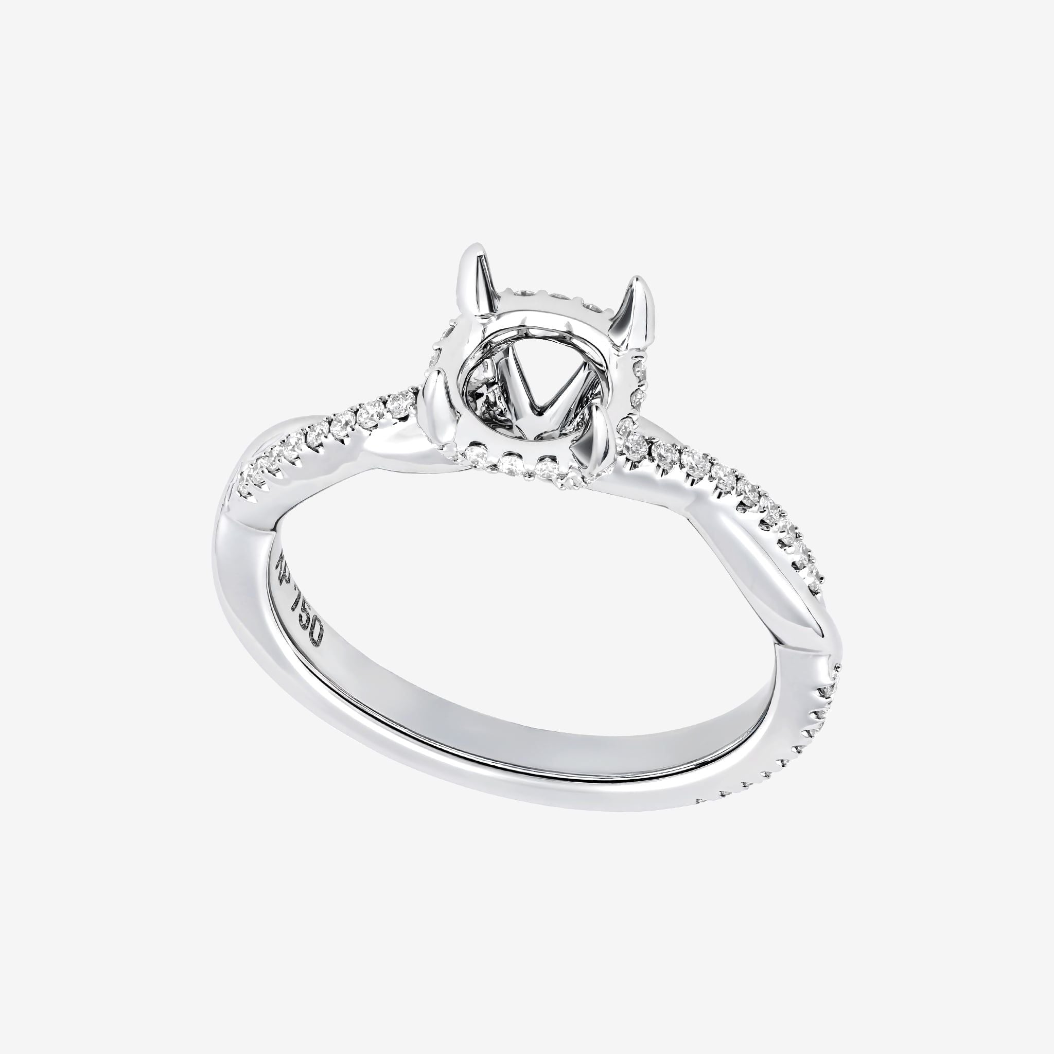 TWSITED SHANK UNDER HALO SEMI-SET RING