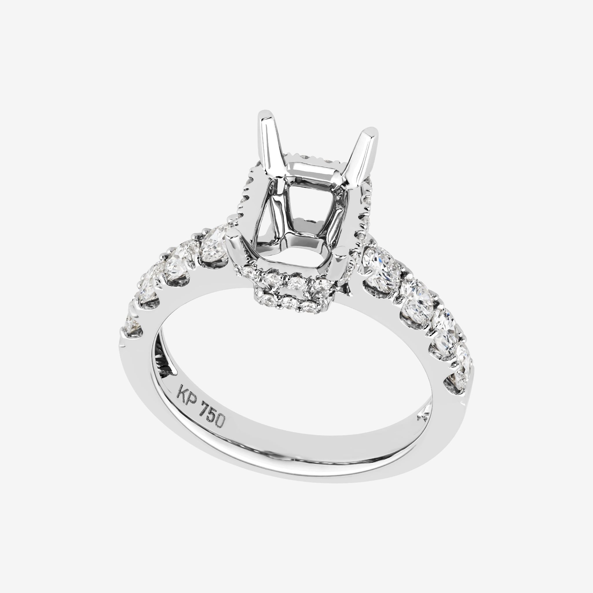 CUSHION UNDER HALO SEMI-SET RING