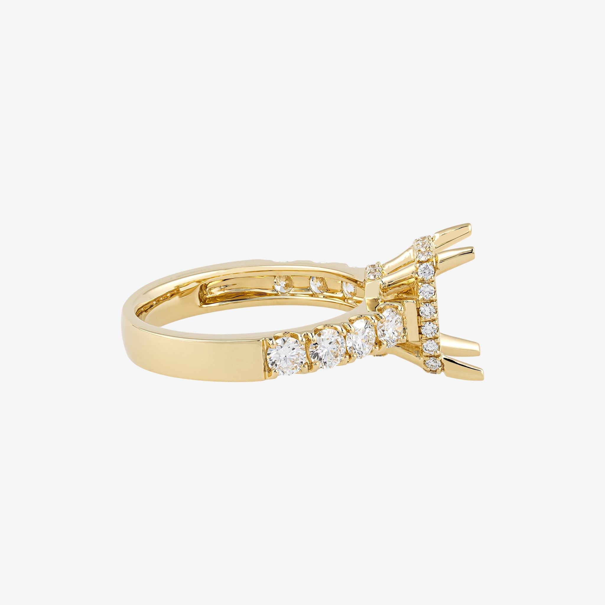 CUSHION UNDER HALO SEMI-SET RING