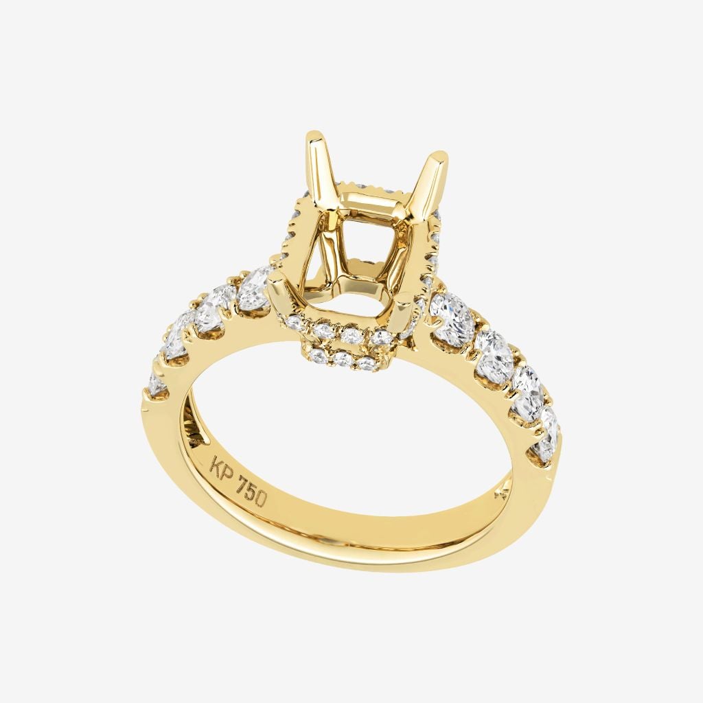  CUSHION UNDER HALO SEMI-SET RING 