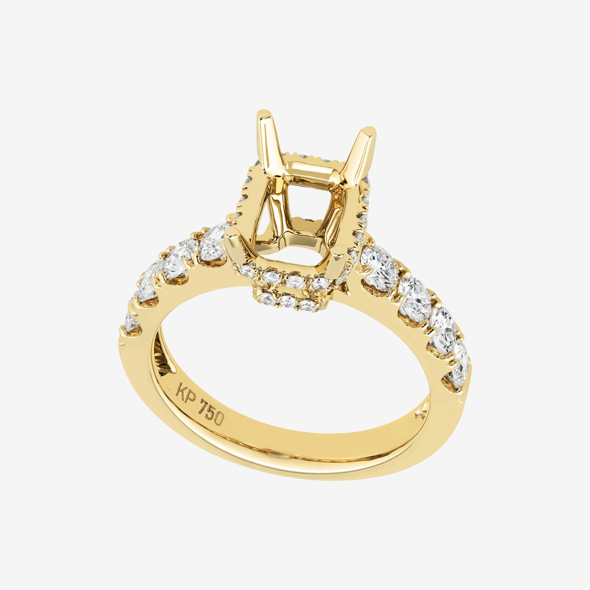 CUSHION UNDER HALO SEMI-SET RING