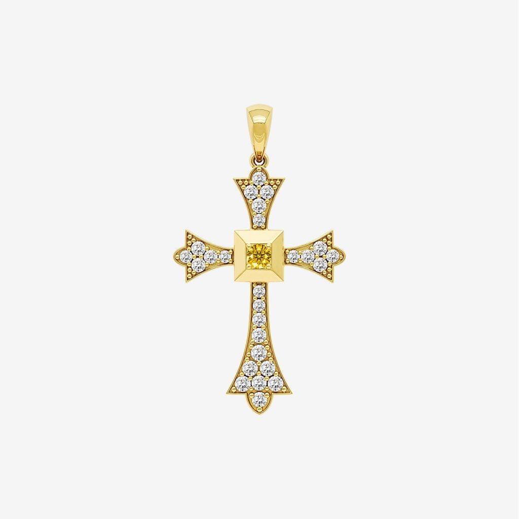  CROWNED LIGHT CROSS PENDANT 