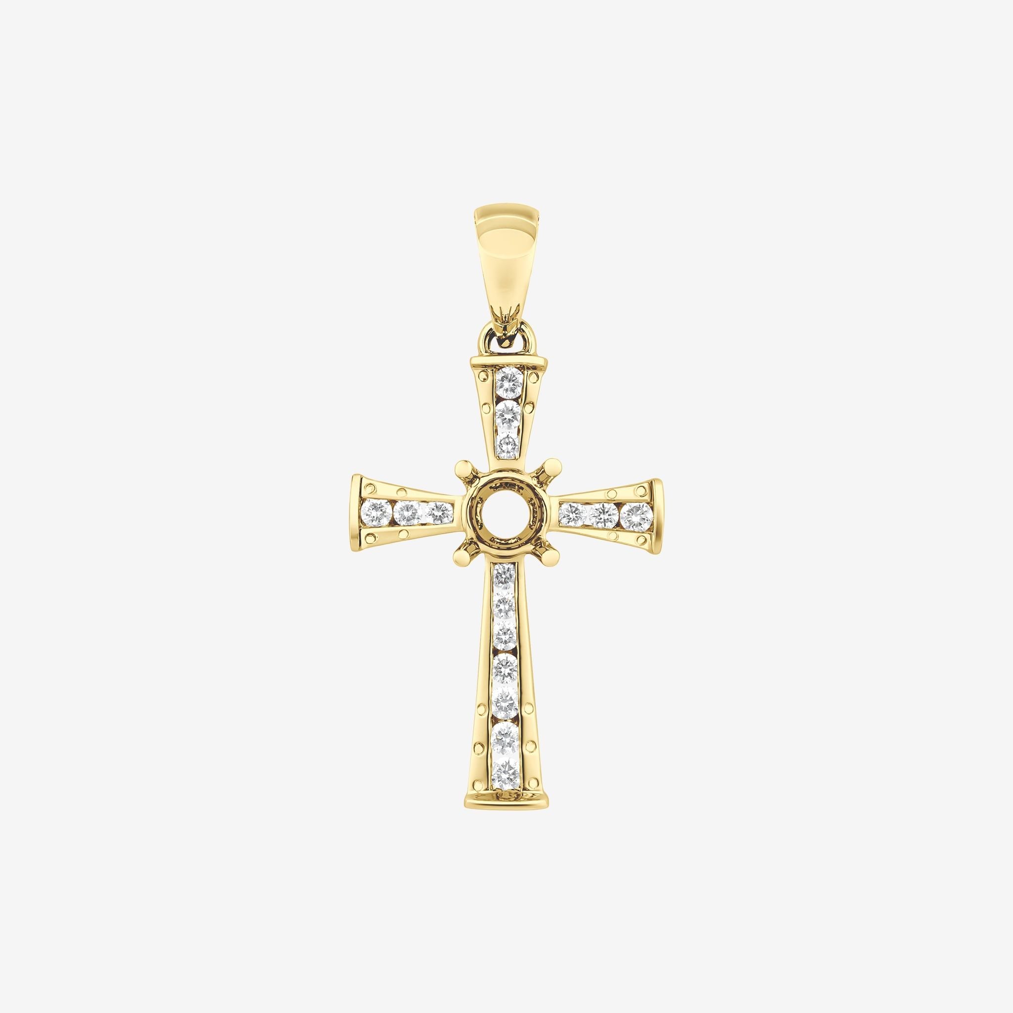 FLARED CROSS SEMI-SET PENDANT