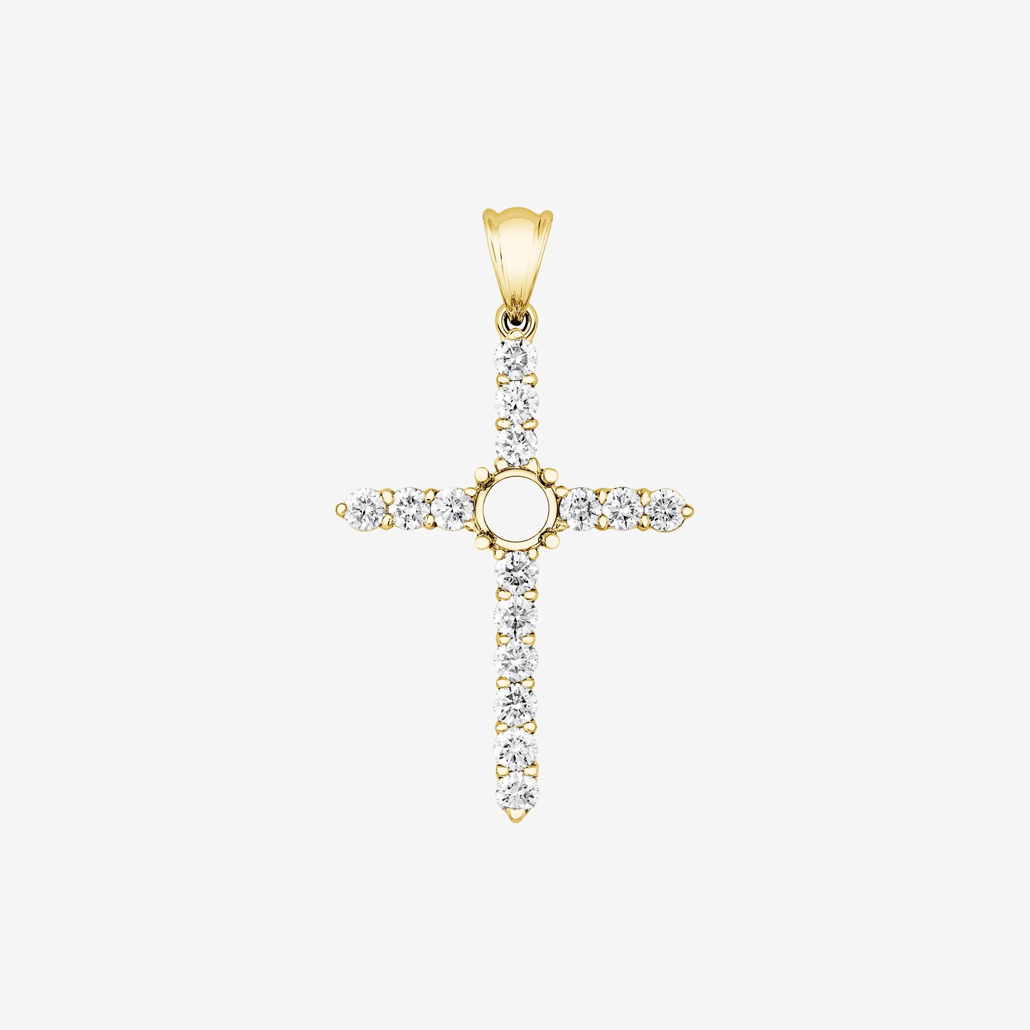 CLASSIC PAVE CROSS SEMI-SET PENDANT