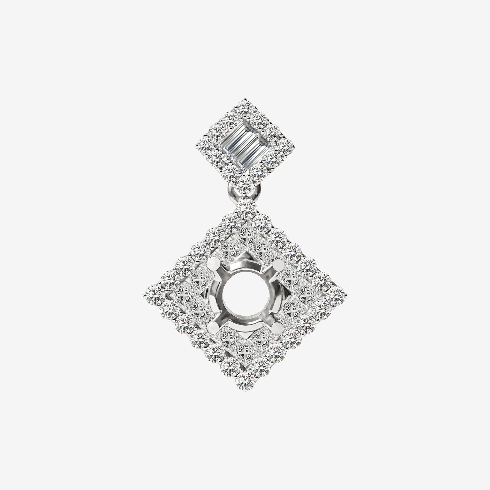 RHOMBUS DOUBLE HALO SEMI-SET PENDANT