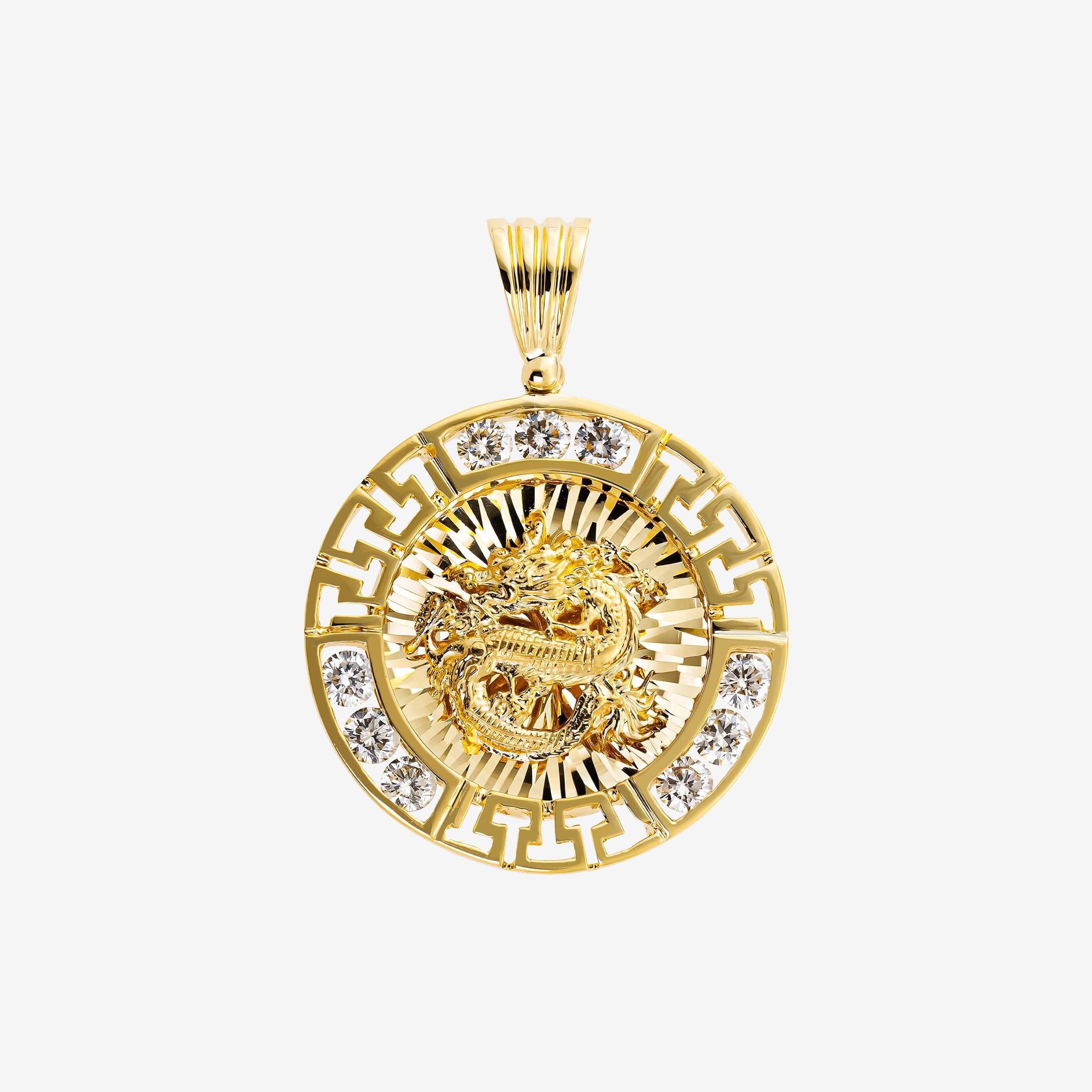 MEANDER BORDER ZODIAC MEDALLION PENDANT