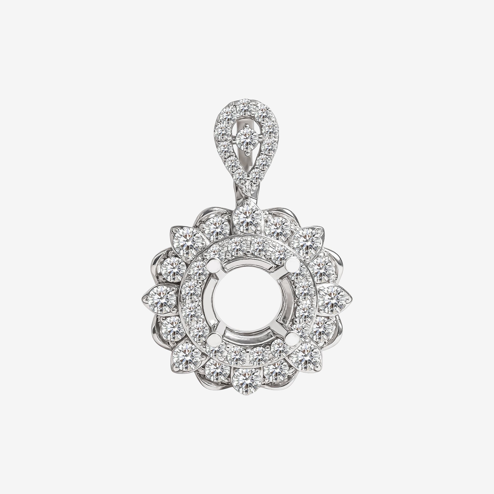 FLORAL DOUBLE-HALO-STYLE SEMI-SET PENDANT
