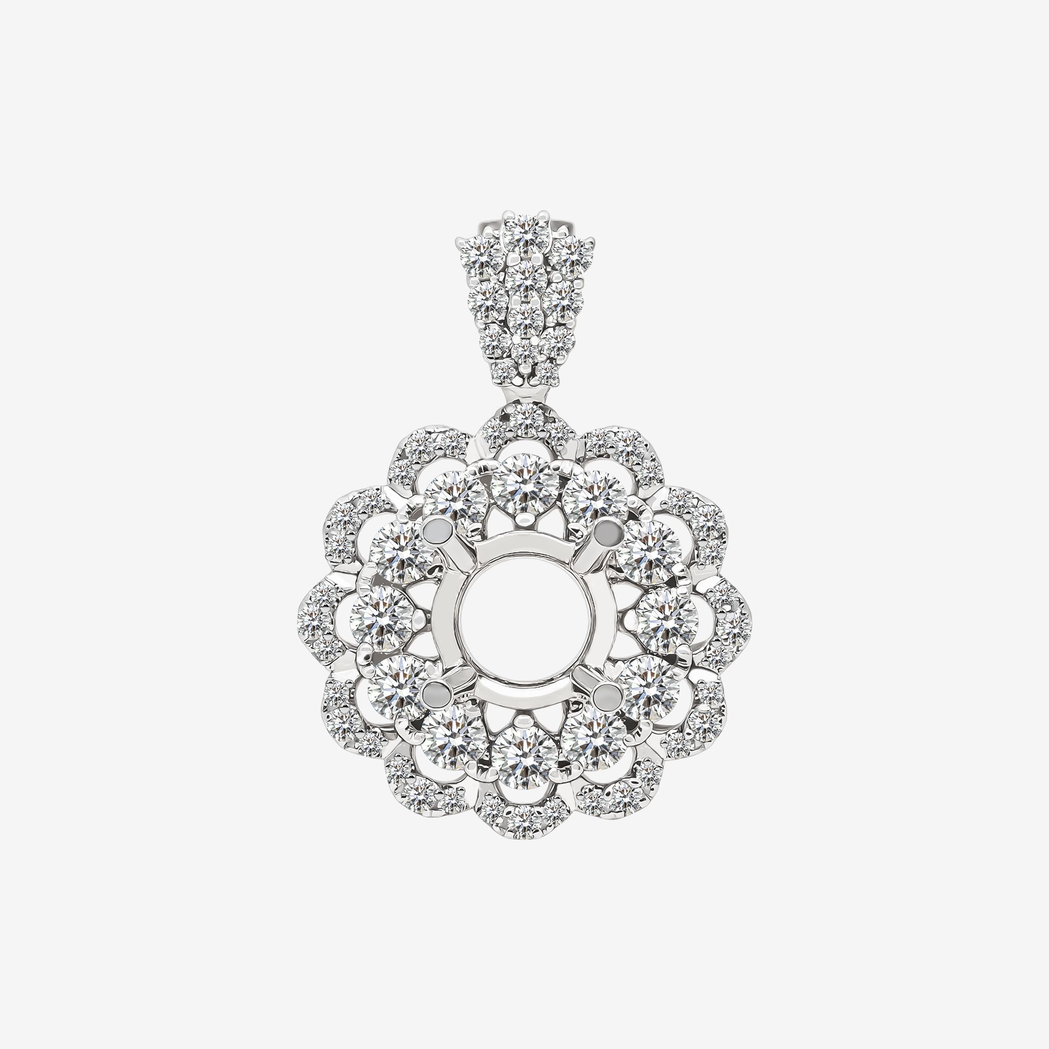 PETAL DOUBLE-HALO-STYLE SEMI-SET PENDANT