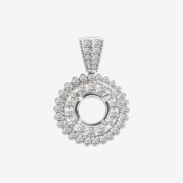  MILGRAIN DOUBLE HALO SEMI-SET PENDANT 
