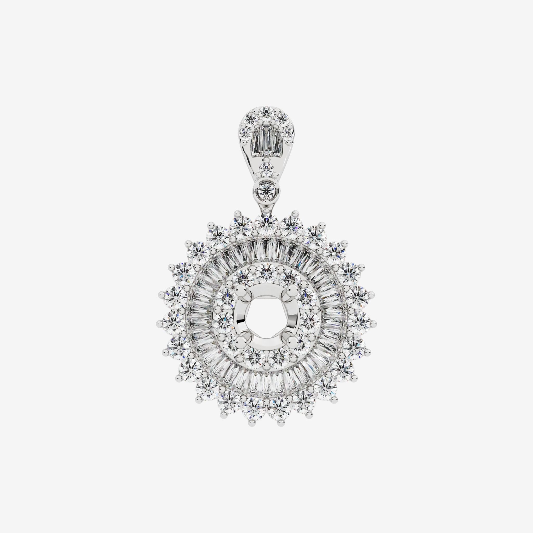 FLORAL TRIPLE-HALO-STYLE SEMI-SET PENDANT