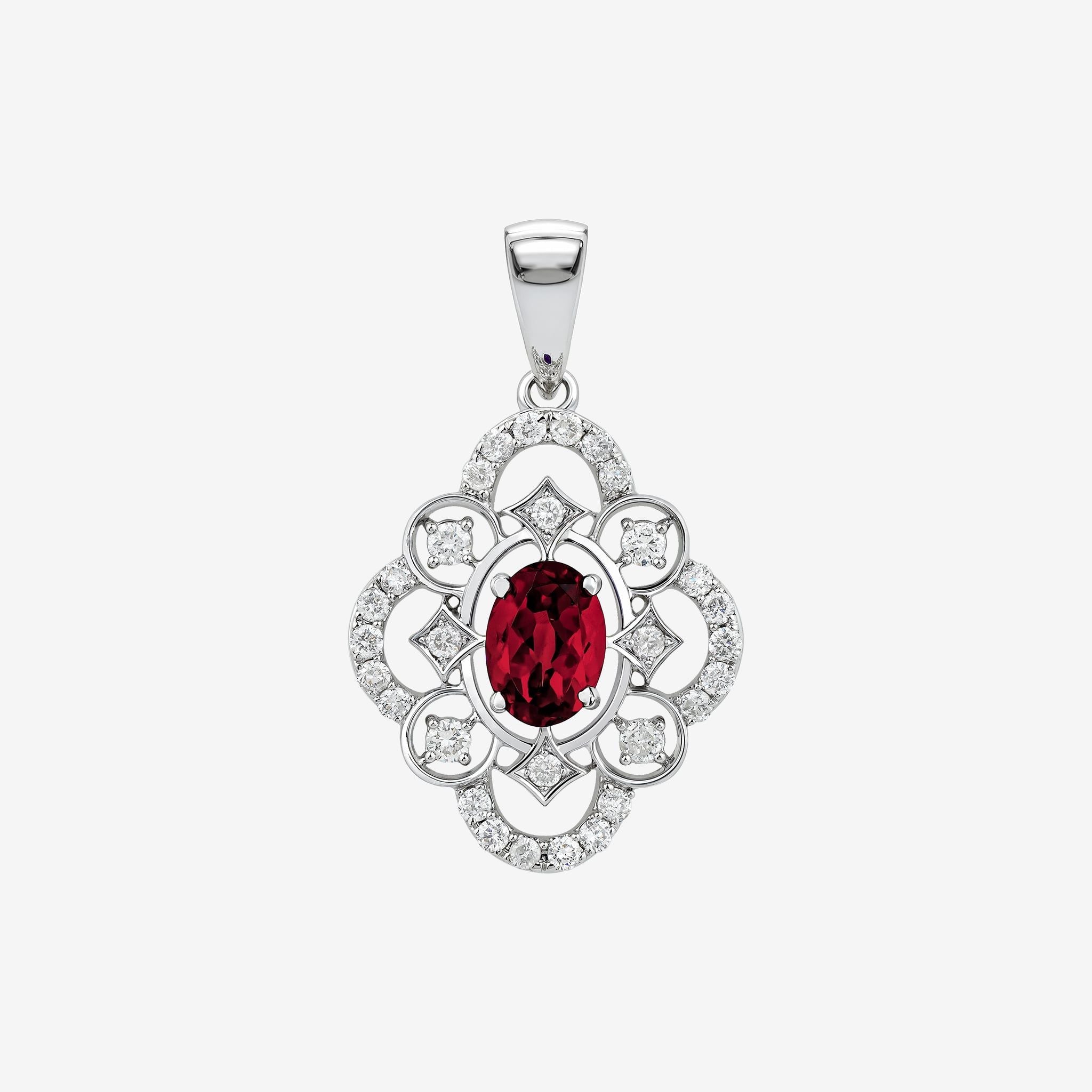OVAL GEMSTONE QUATREFOIL PENDANT