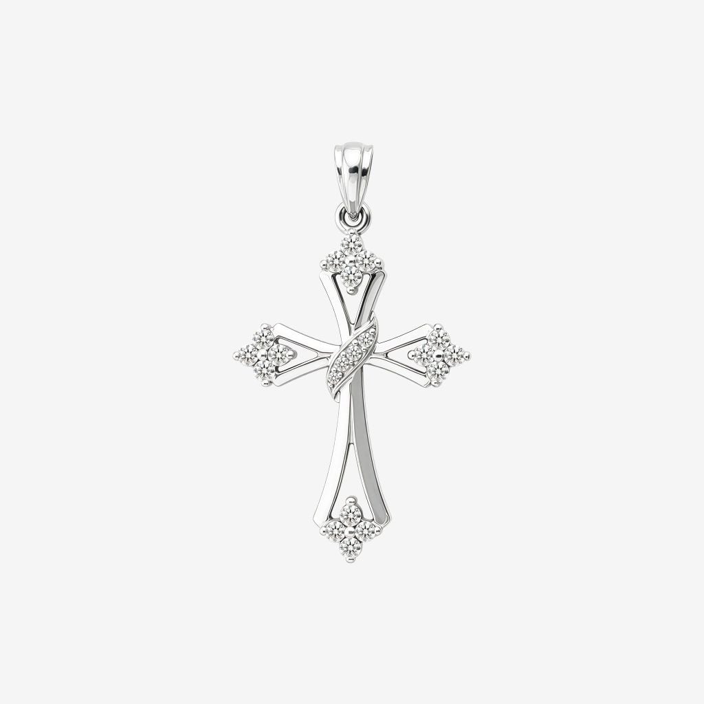  OPEN-WORK RIBBON CROSS PENDANT 