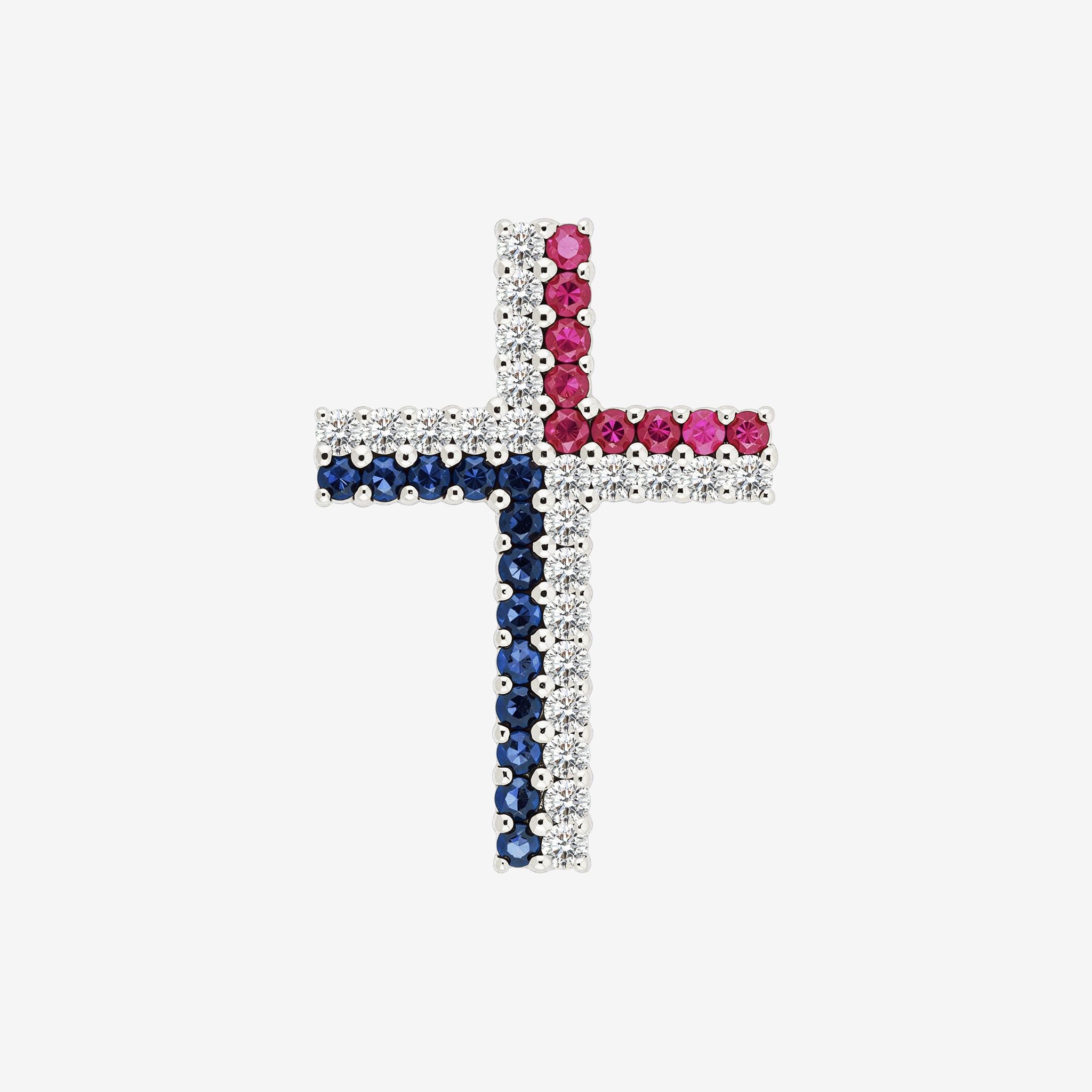 TRICOLOR PAVÉ CROSS PENDANT