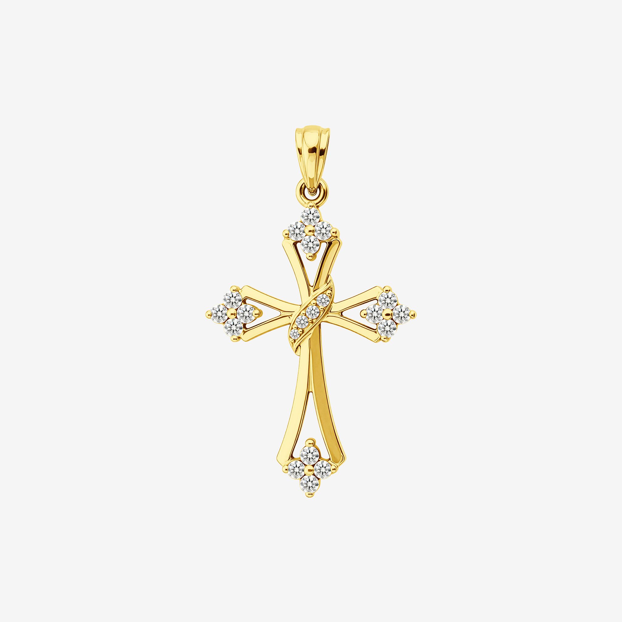 OPEN-WORK RIBBON CROSS PENDANT